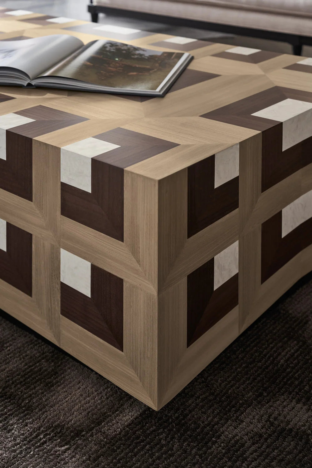 Luxury Parquet Rectangular Coffee Table Modern Italian Style for Villa