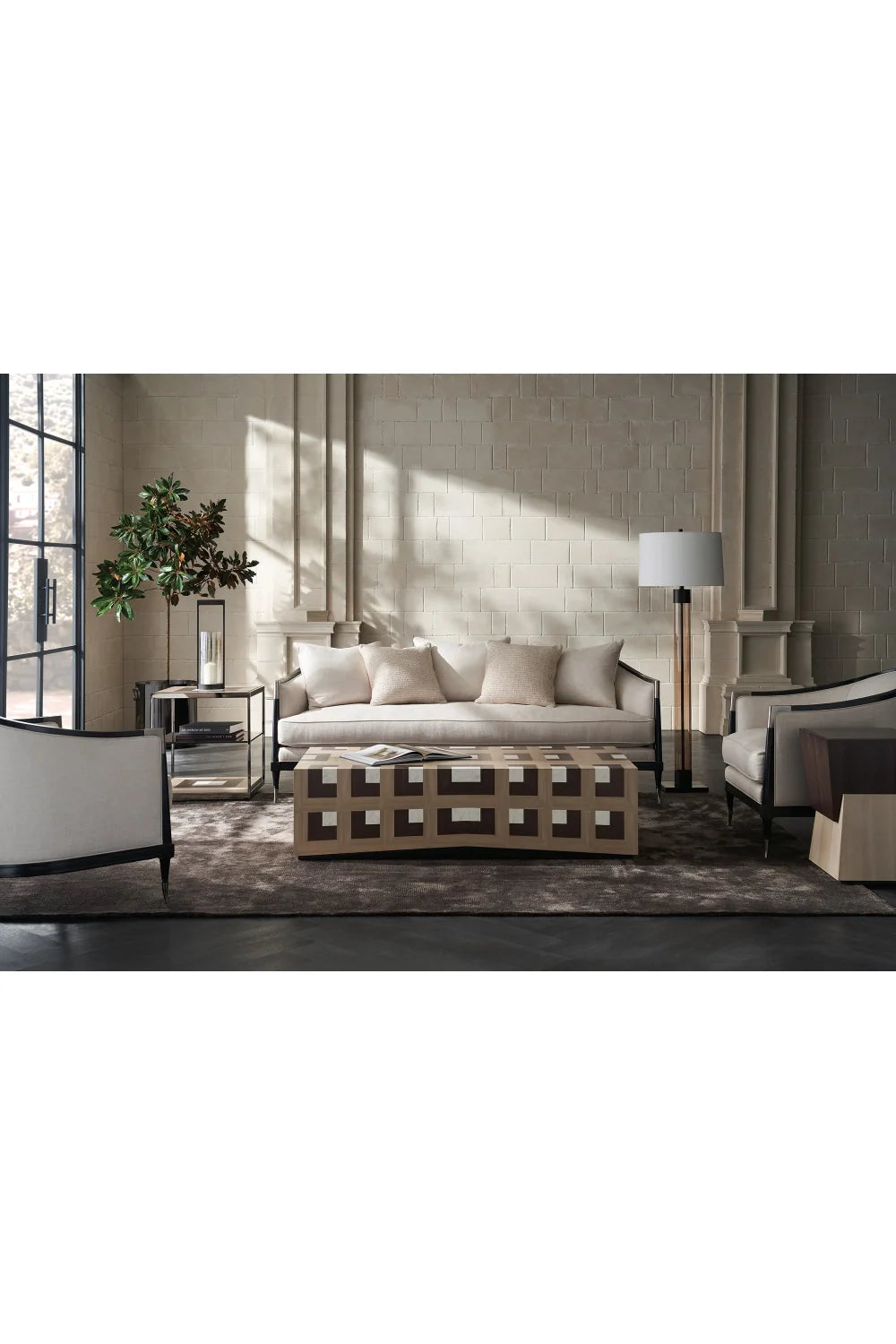 Luxury Parquet Rectangular Coffee Table Modern Italian Style for Villa