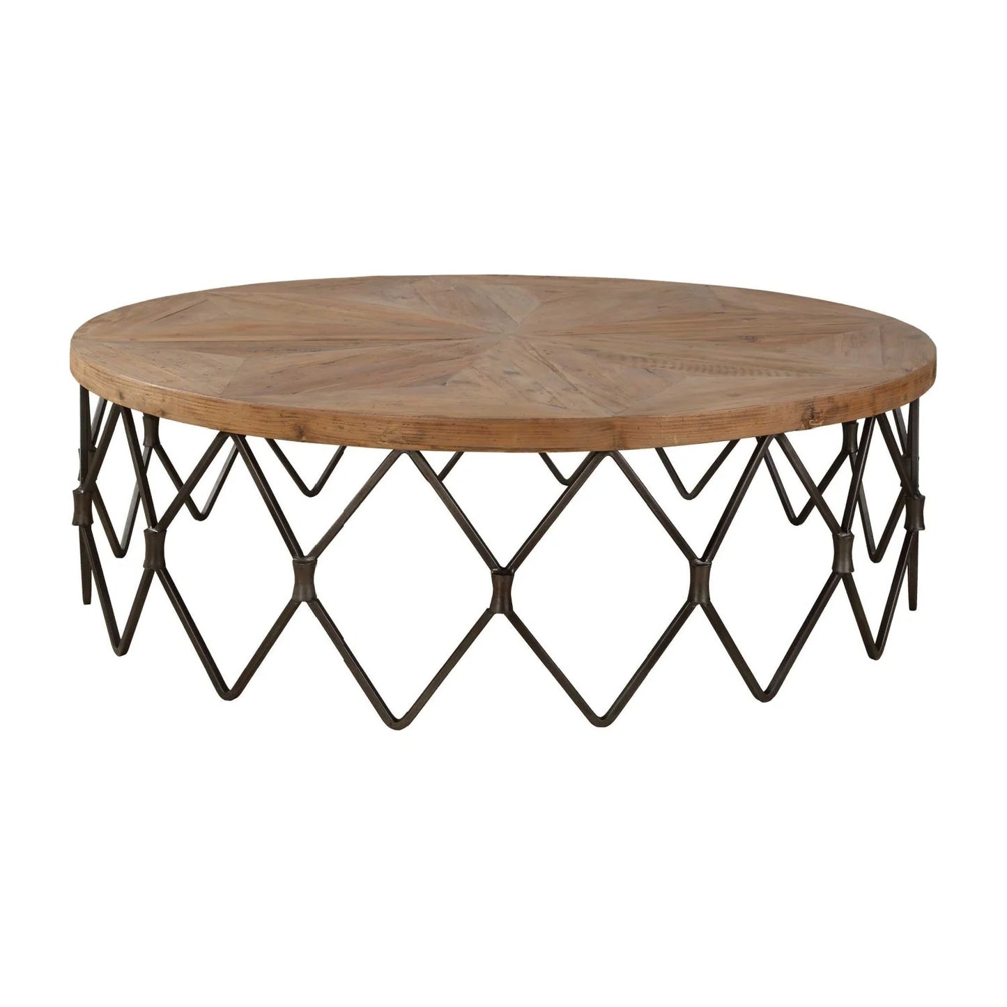 Luxury Parquet Wood Round Coffee Table Modern Italian Style for Villa
