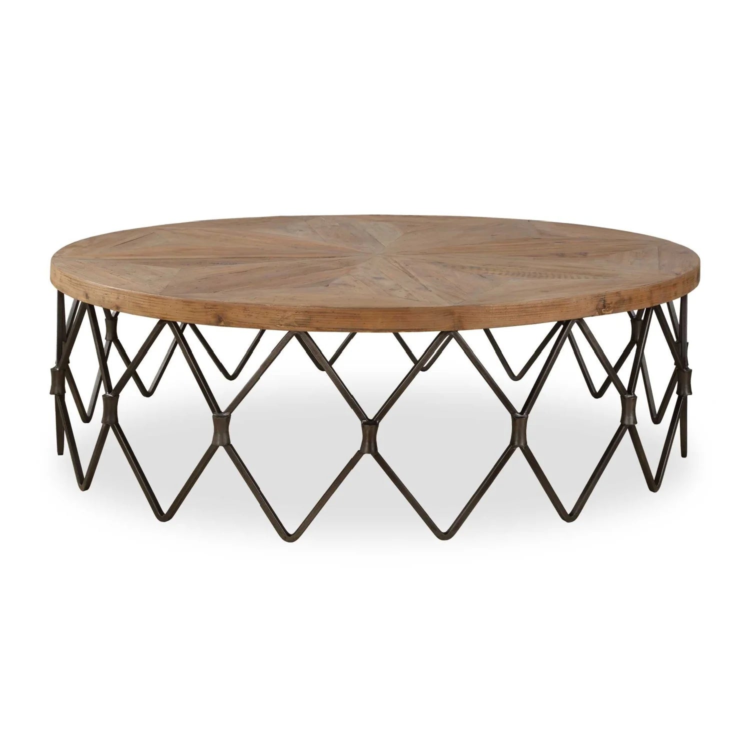 Luxury Parquet Wood Round Coffee Table Modern Italian Style for Villa