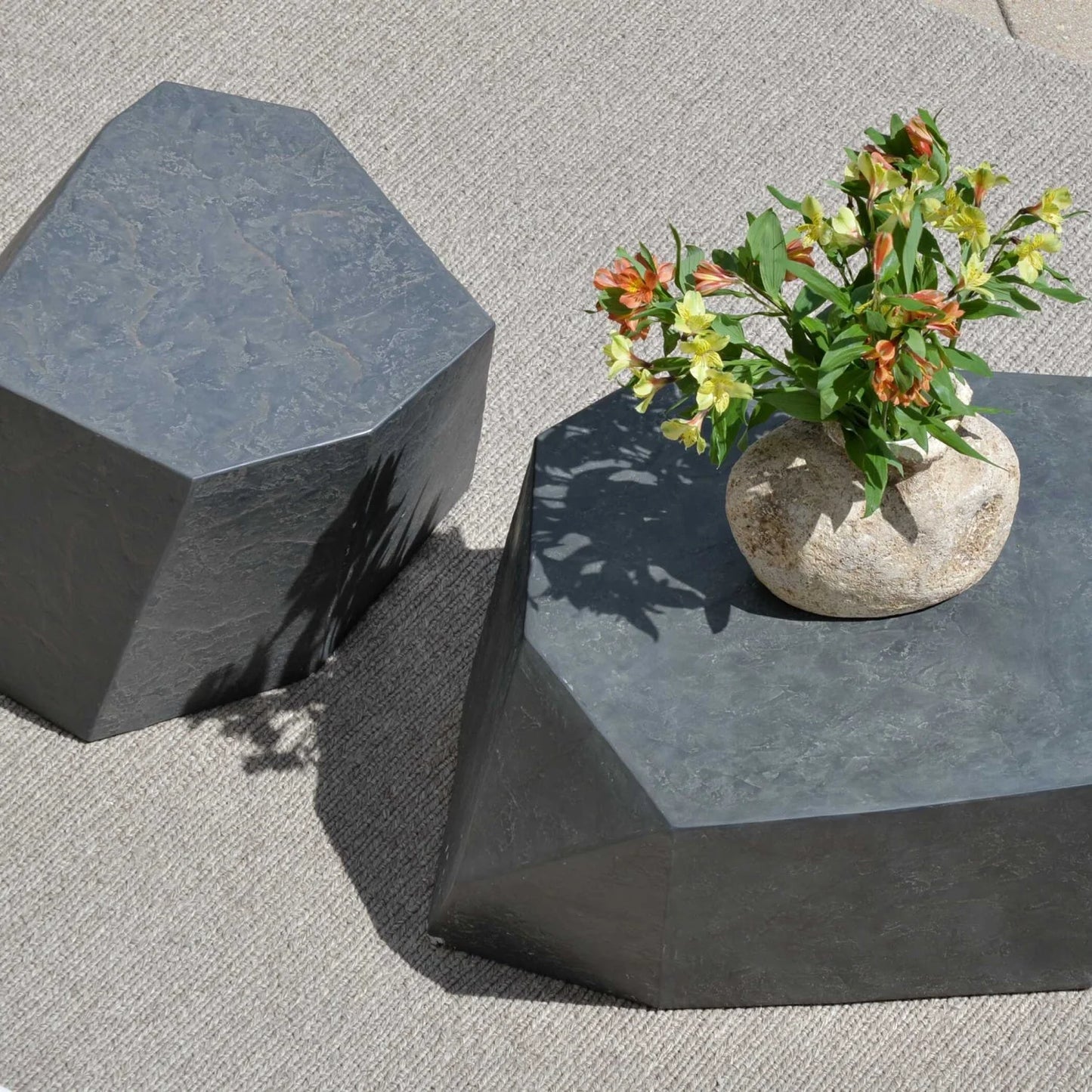 Luxury Parra Faceted Concrete Coffee Table Modern Italian Style for Villa
