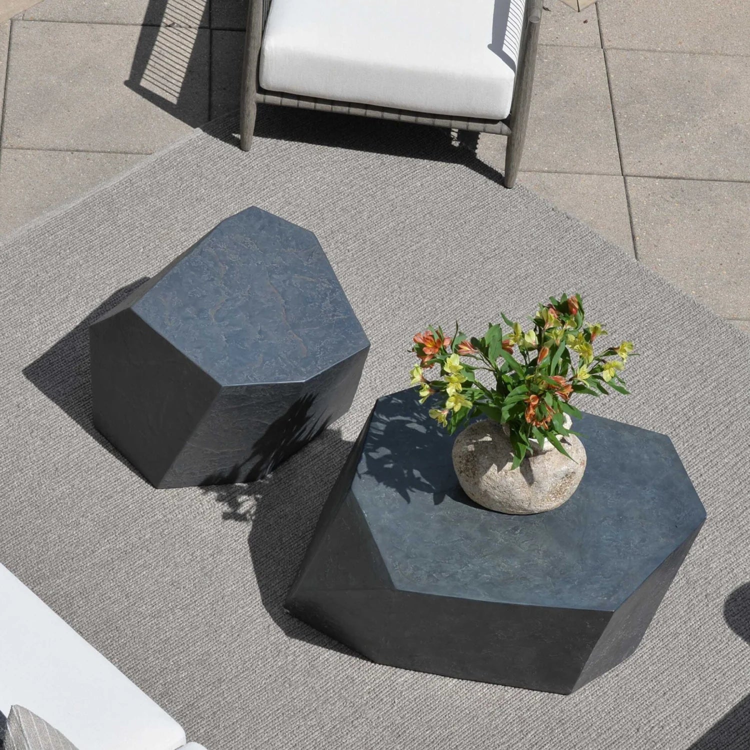 Luxury Parra Faceted Concrete Coffee Table Modern Italian Style for Villa