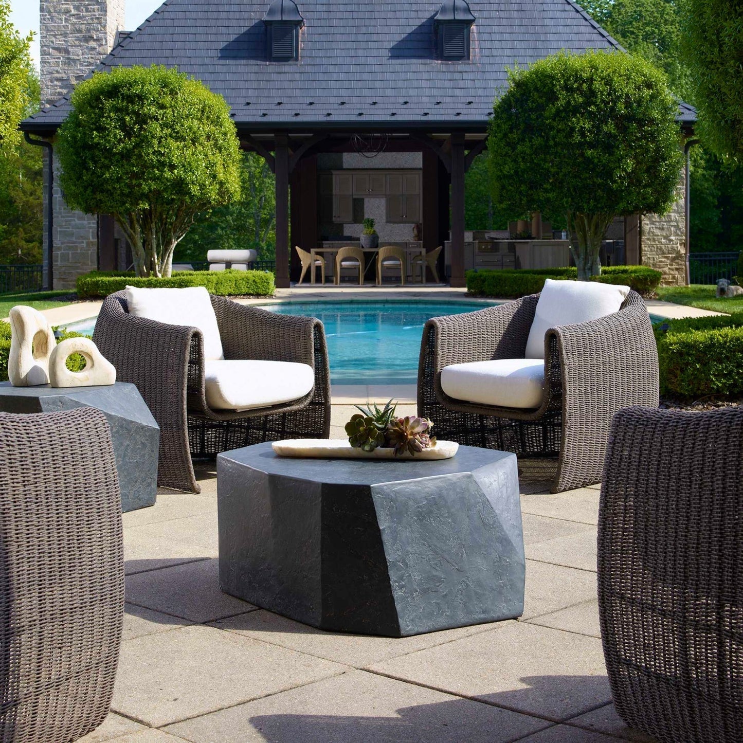 Luxury Parra Faceted Concrete Coffee Table Modern Italian Style for Villa