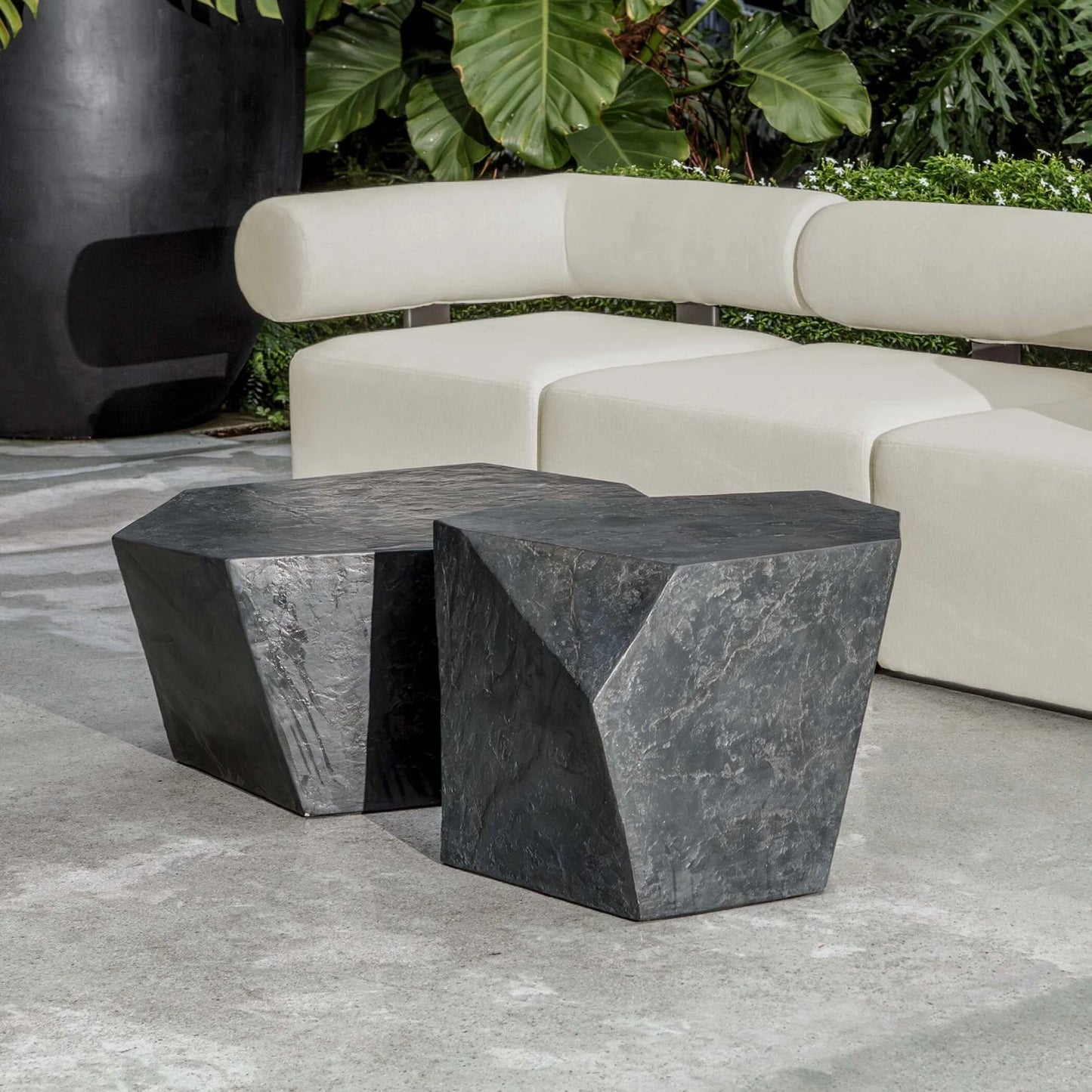 Luxury Parra Faceted Concrete Coffee Table Modern Italian Style for Villa