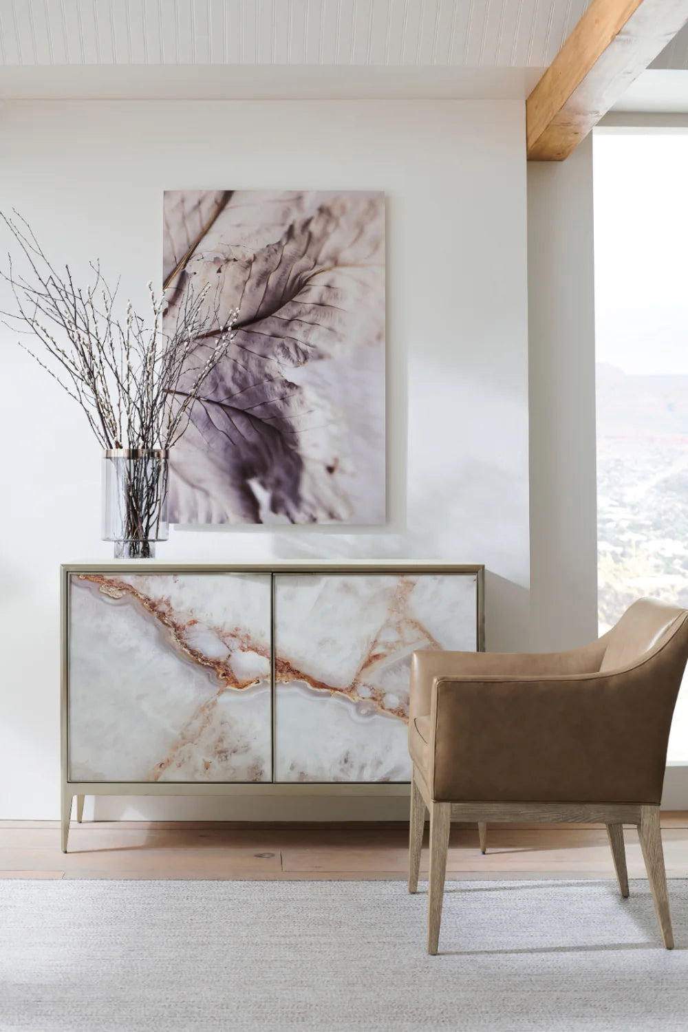 Luxury Patterned White Agate Sideboard European Style for Villa