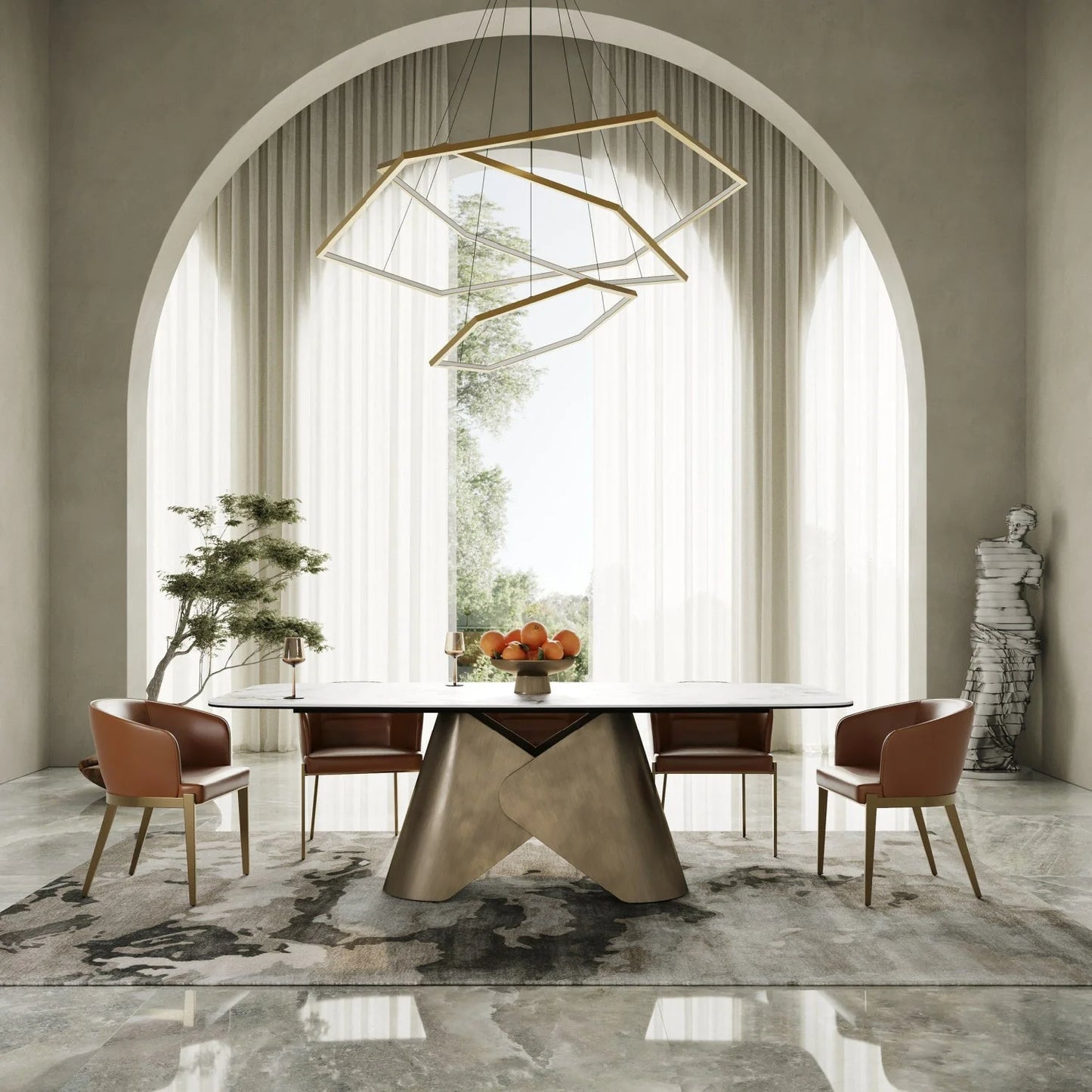 Luxury Paulsen Ceramic Top Dining Table Modern Italian Style for Villa