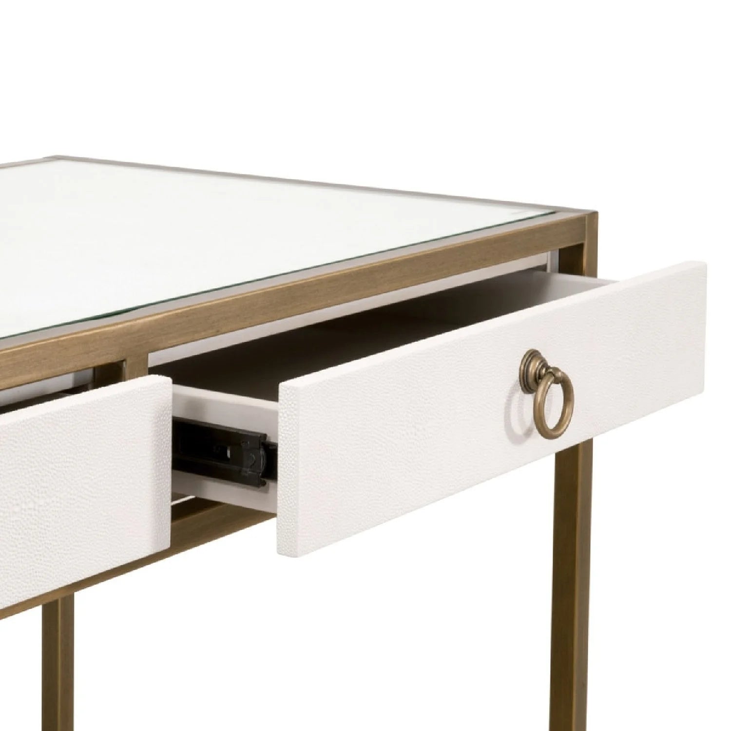 Luxury Pearl Shagreen 2-Drawer Modern Desk European Style for Villa
