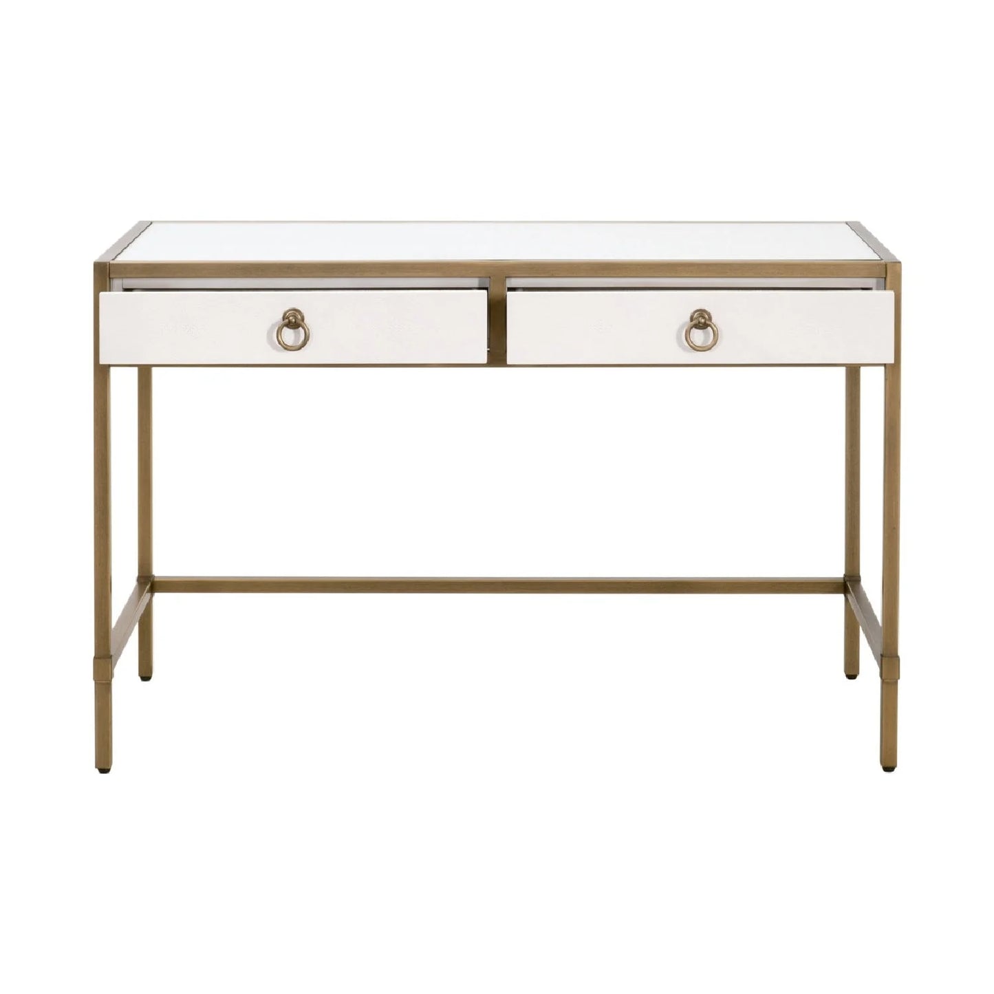 Luxury Pearl Shagreen 2-Drawer Modern Desk European Style for Villa