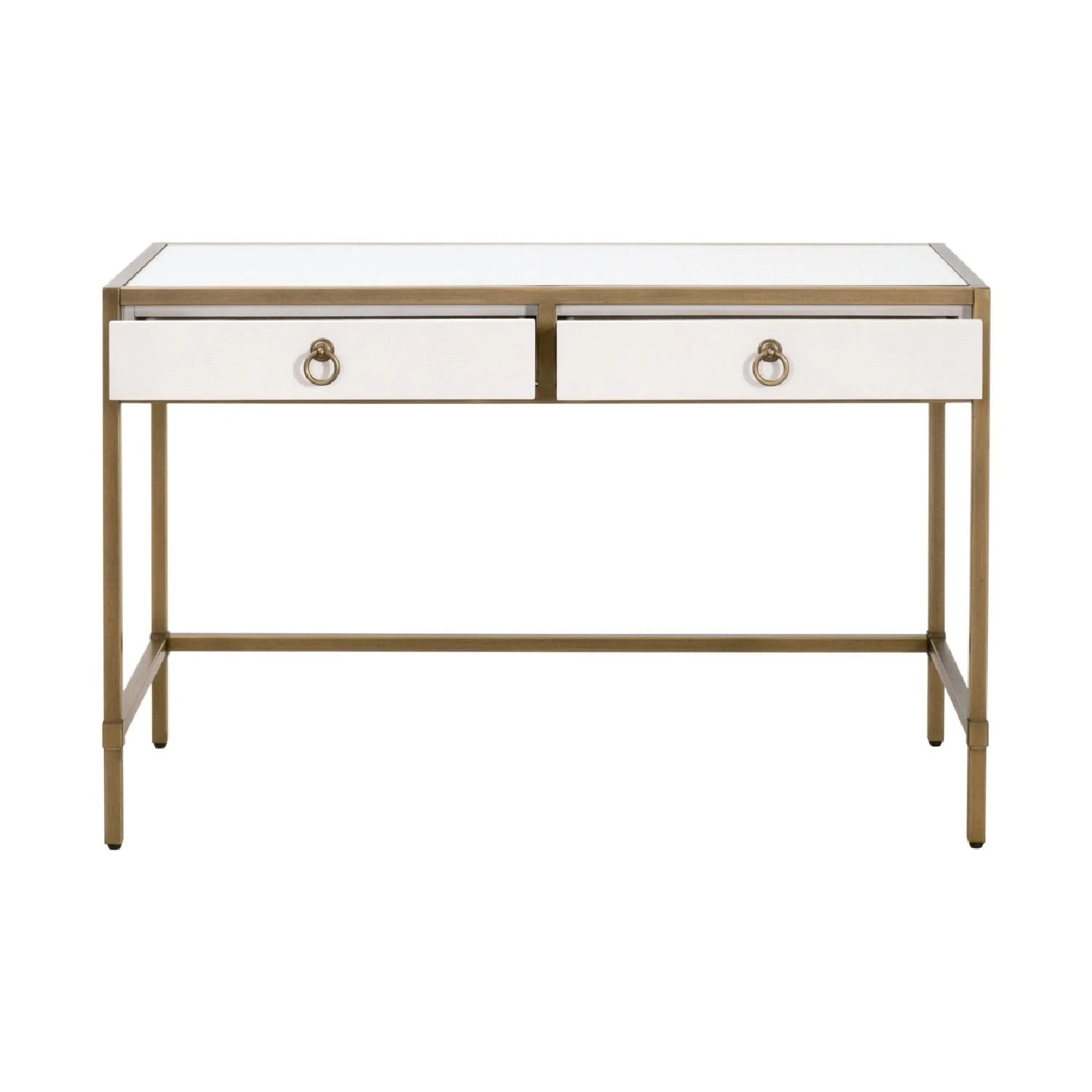 Luxury Pearl Shagreen 2-Drawer Modern Desk European Style for Villa
