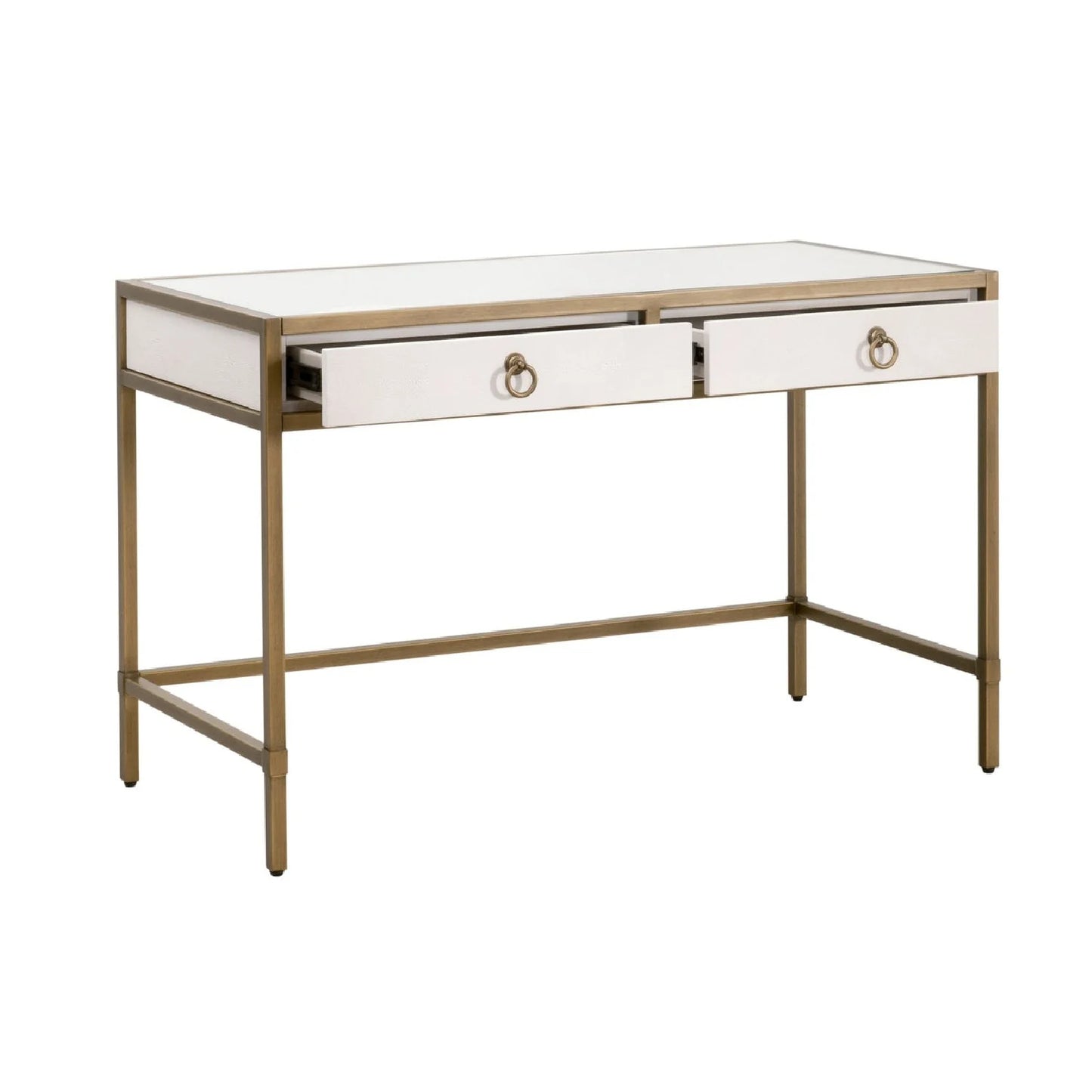 Luxury Pearl Shagreen 2-Drawer Modern Desk European Style for Villa