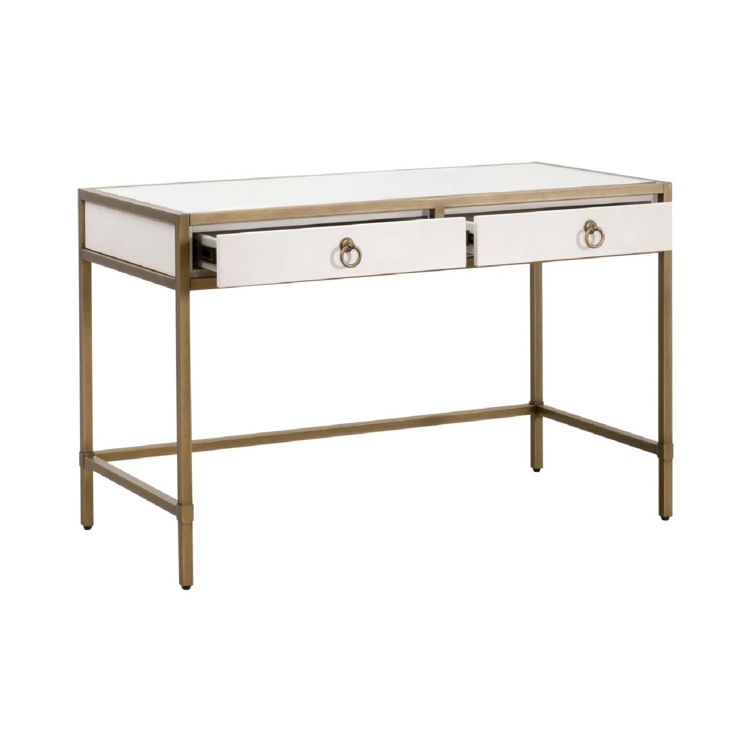 Luxury Pearl Shagreen 2-Drawer Modern Desk European Style for Villa