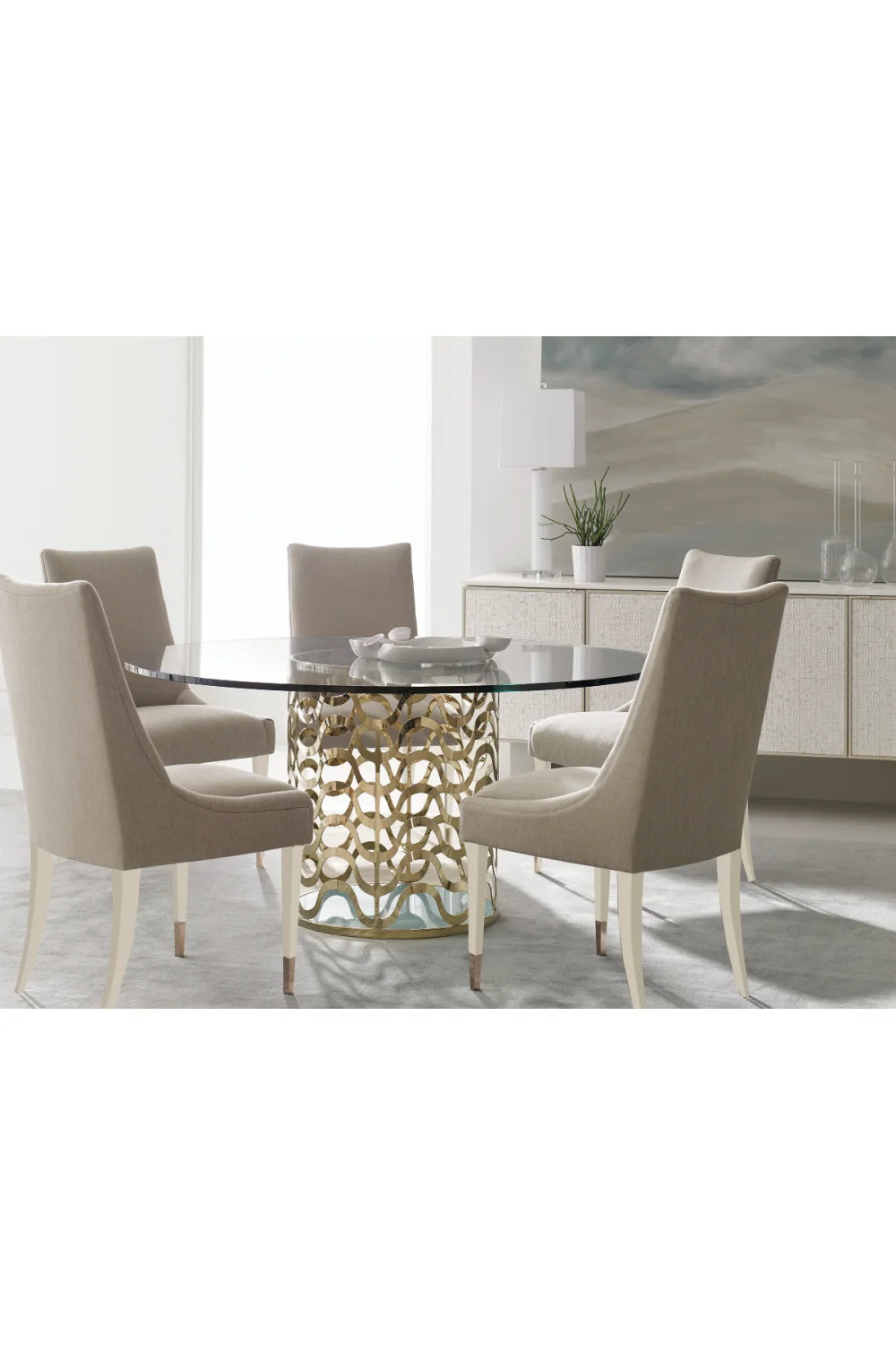 Luxury Pearlescent Shell 4-Door Sideboard European Style for Villa