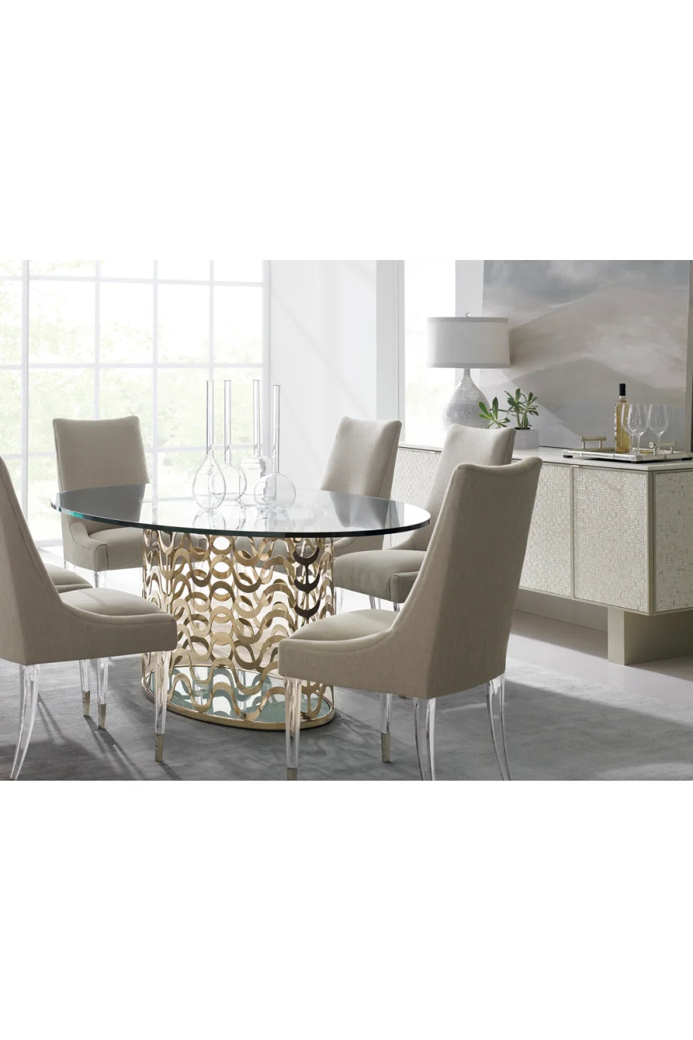 Luxury Pearlescent Shell 4-Door Sideboard European Style for Villa