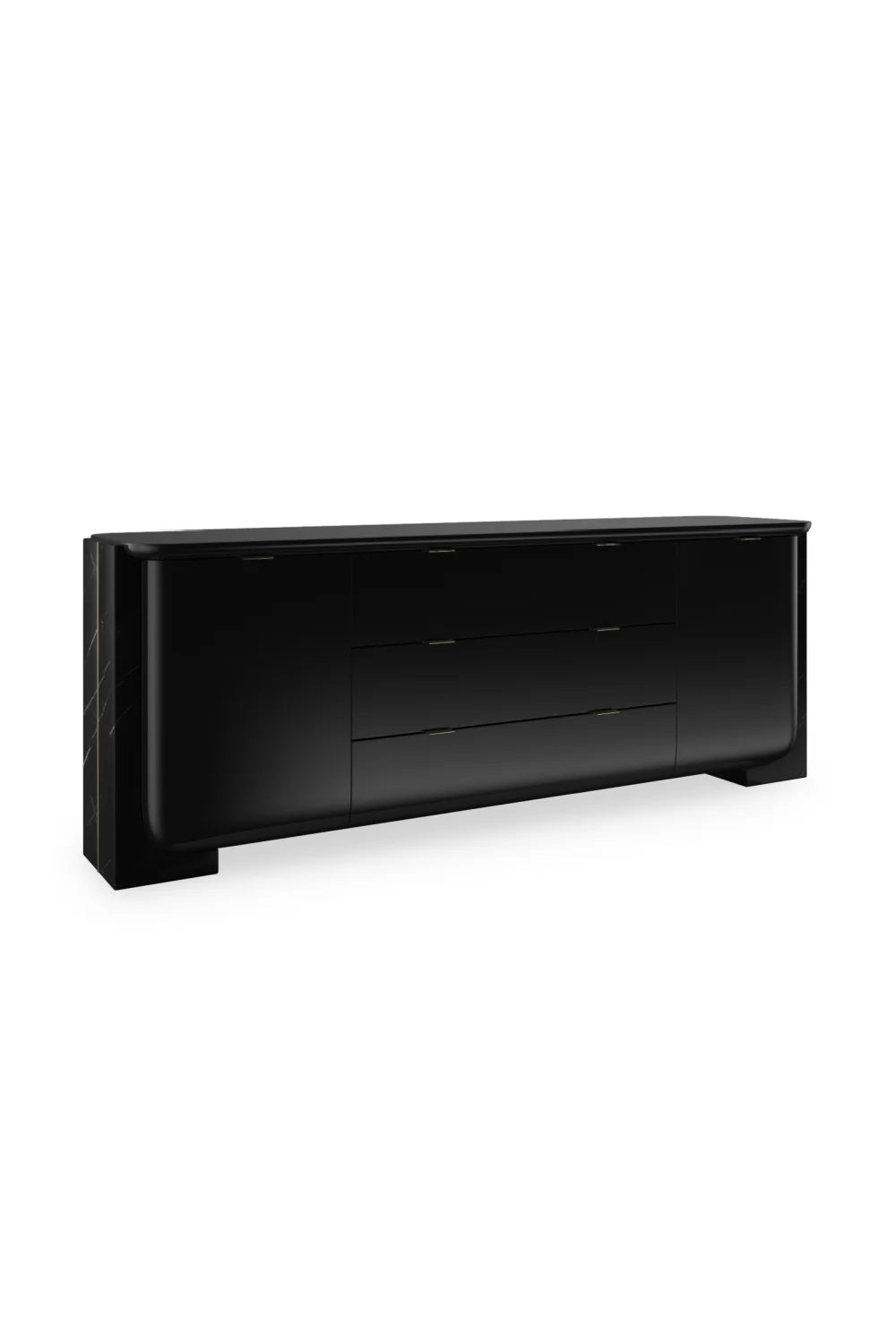 Luxury Piano Black 4-Door Sideboard European Style for Villa