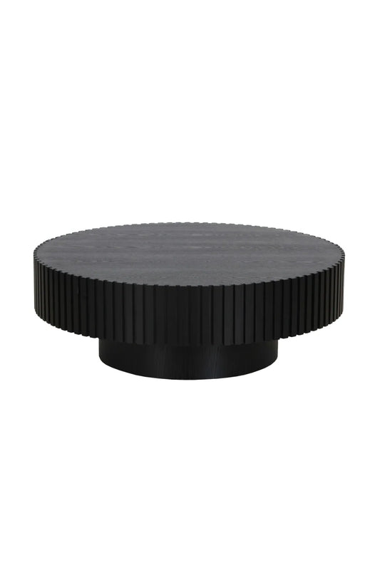 Luxury Pierre Ribbed Black Ash Round Coffee Table Modern Italian Style for Villa