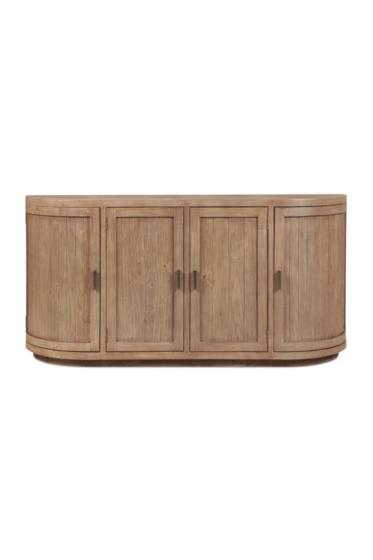 Luxury Pine Wood 4-Door Sideboard European Style for Villa