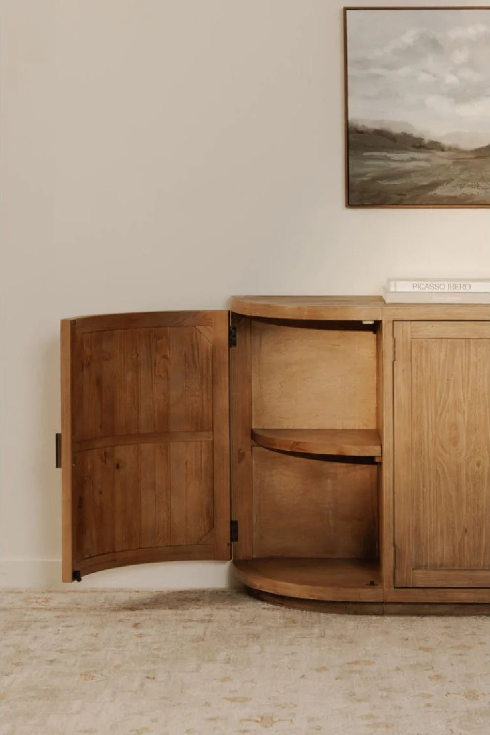 Luxury Pine Wood 4-Door Sideboard European Style for Villa