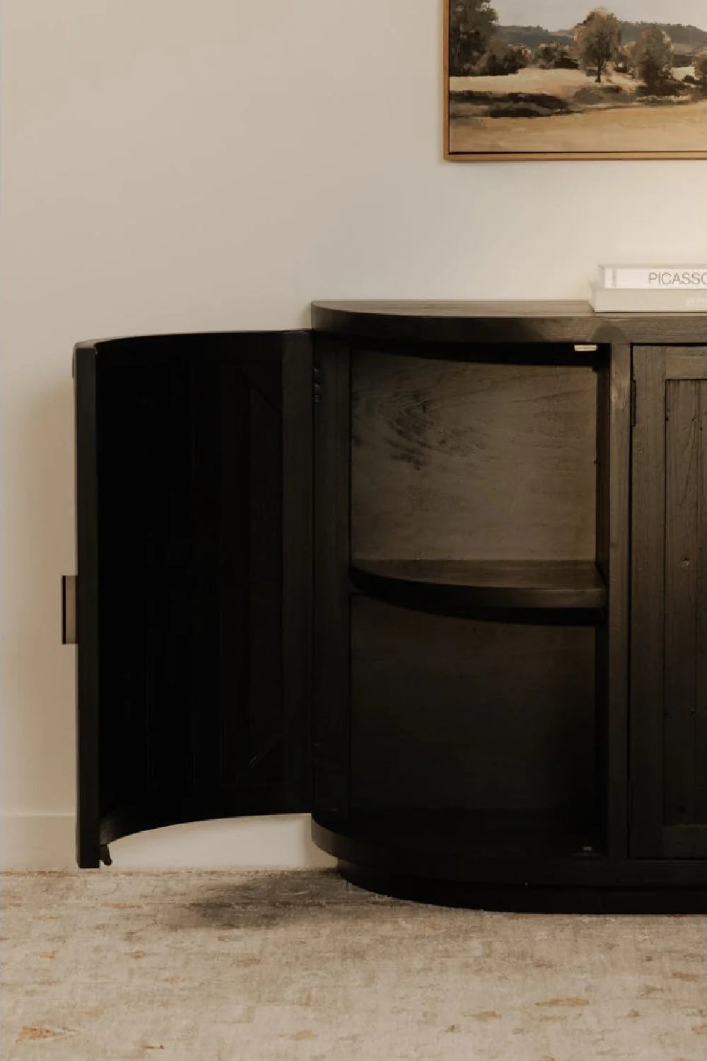 Luxury Pine Wood 4-Door Sideboard European Style for Villa