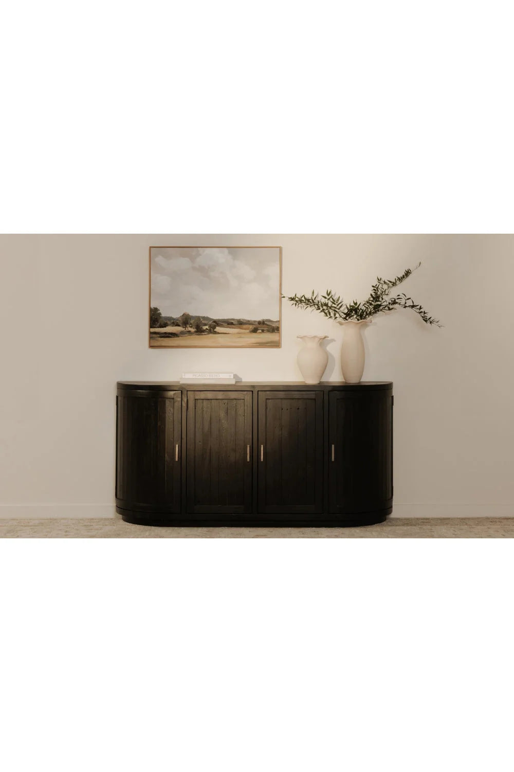 Luxury Pine Wood 4-Door Sideboard European Style for Villa