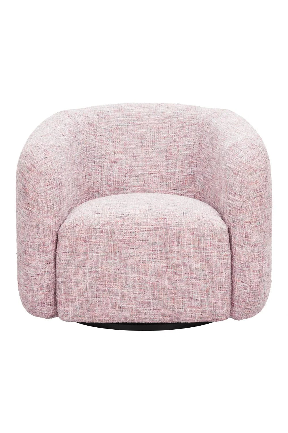 Luxury Pink Tweed Swivel Chair European Style for Villa