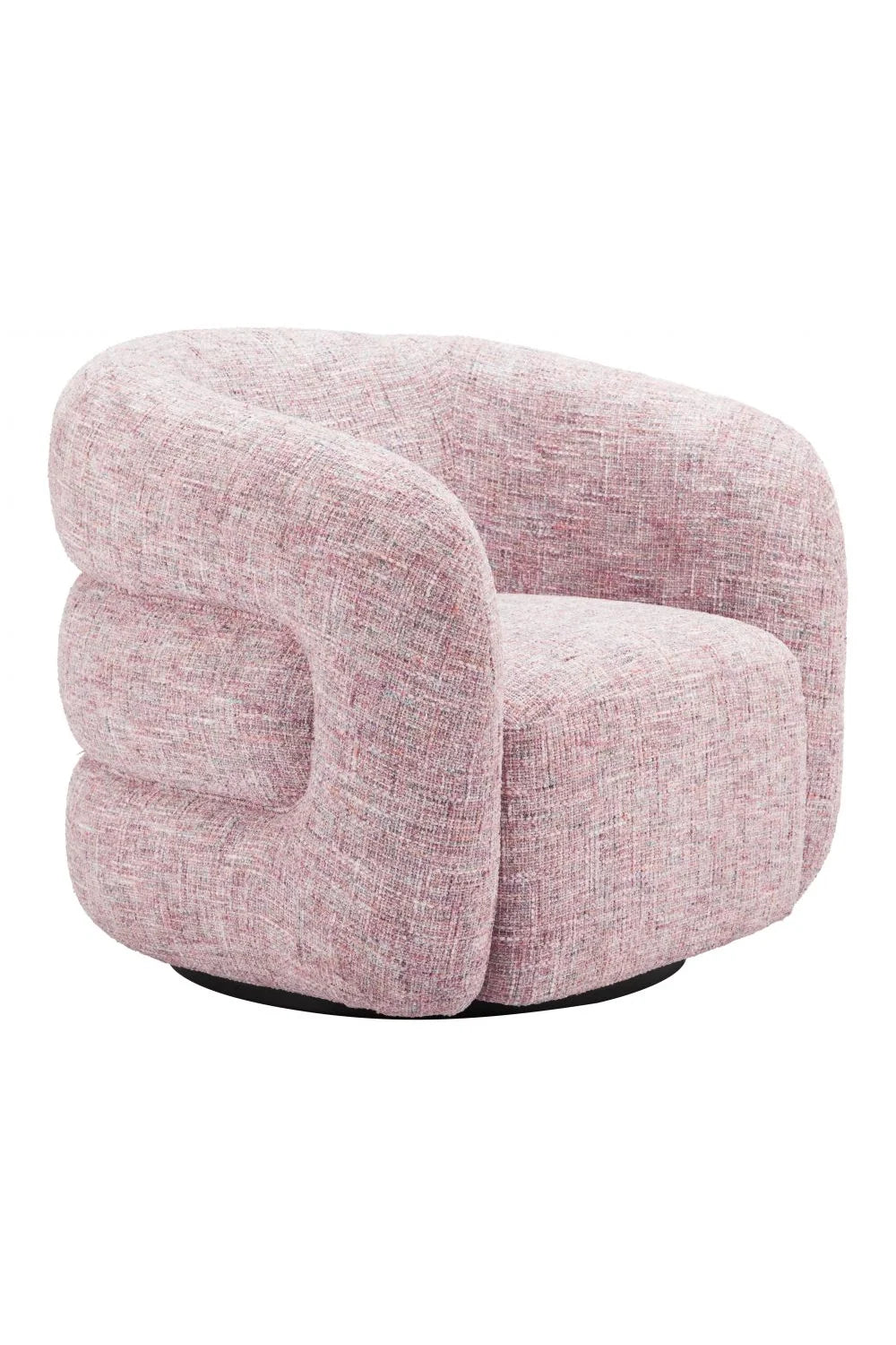 Luxury Pink Tweed Swivel Chair European Style for Villa