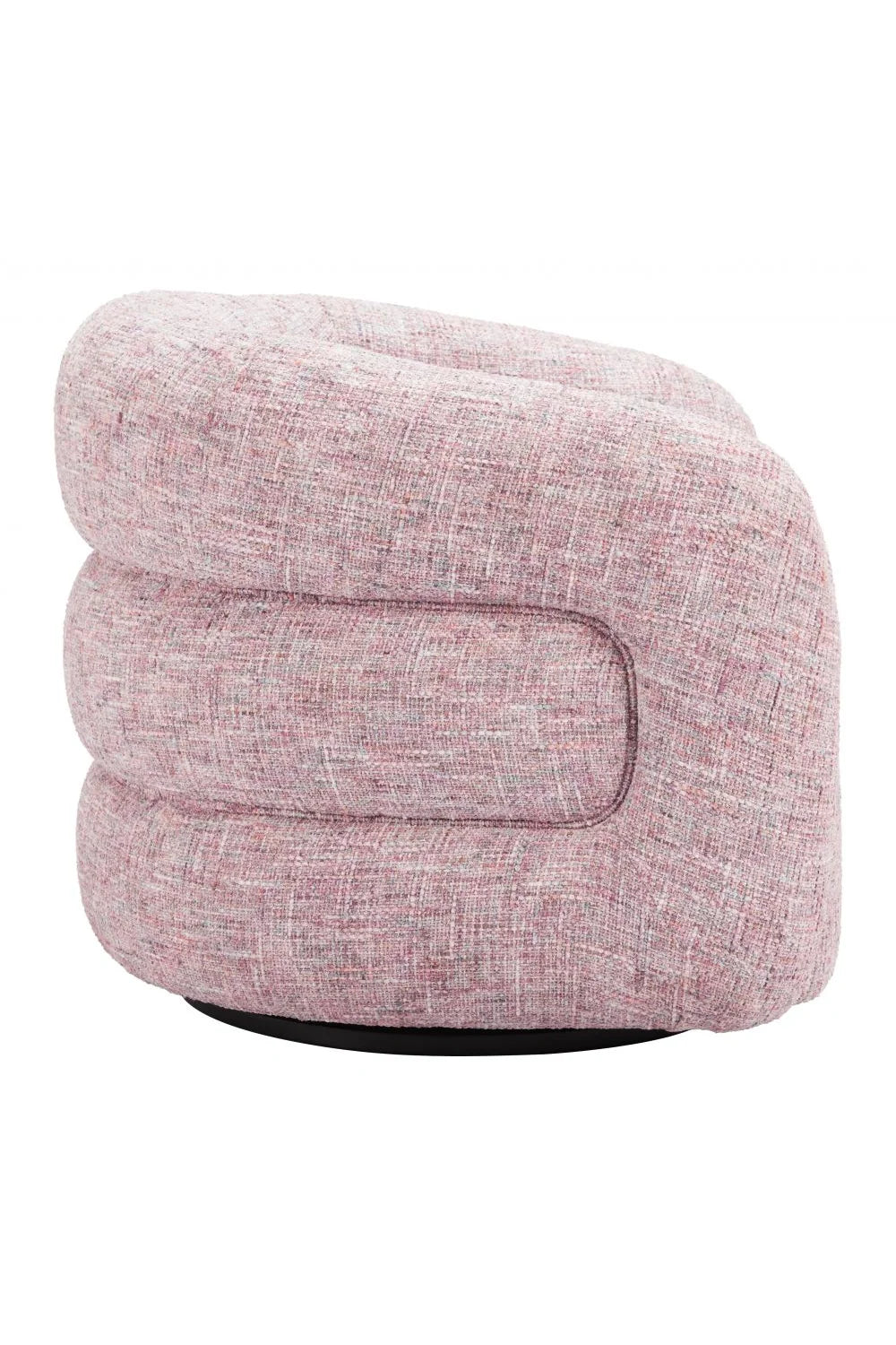 Luxury Pink Tweed Swivel Chair European Style for Villa
