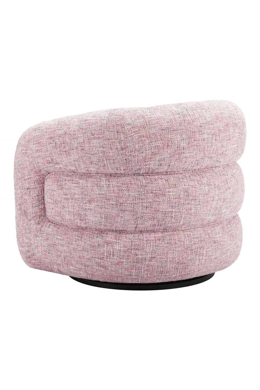 Luxury Pink Tweed Swivel Chair European Style for Villa