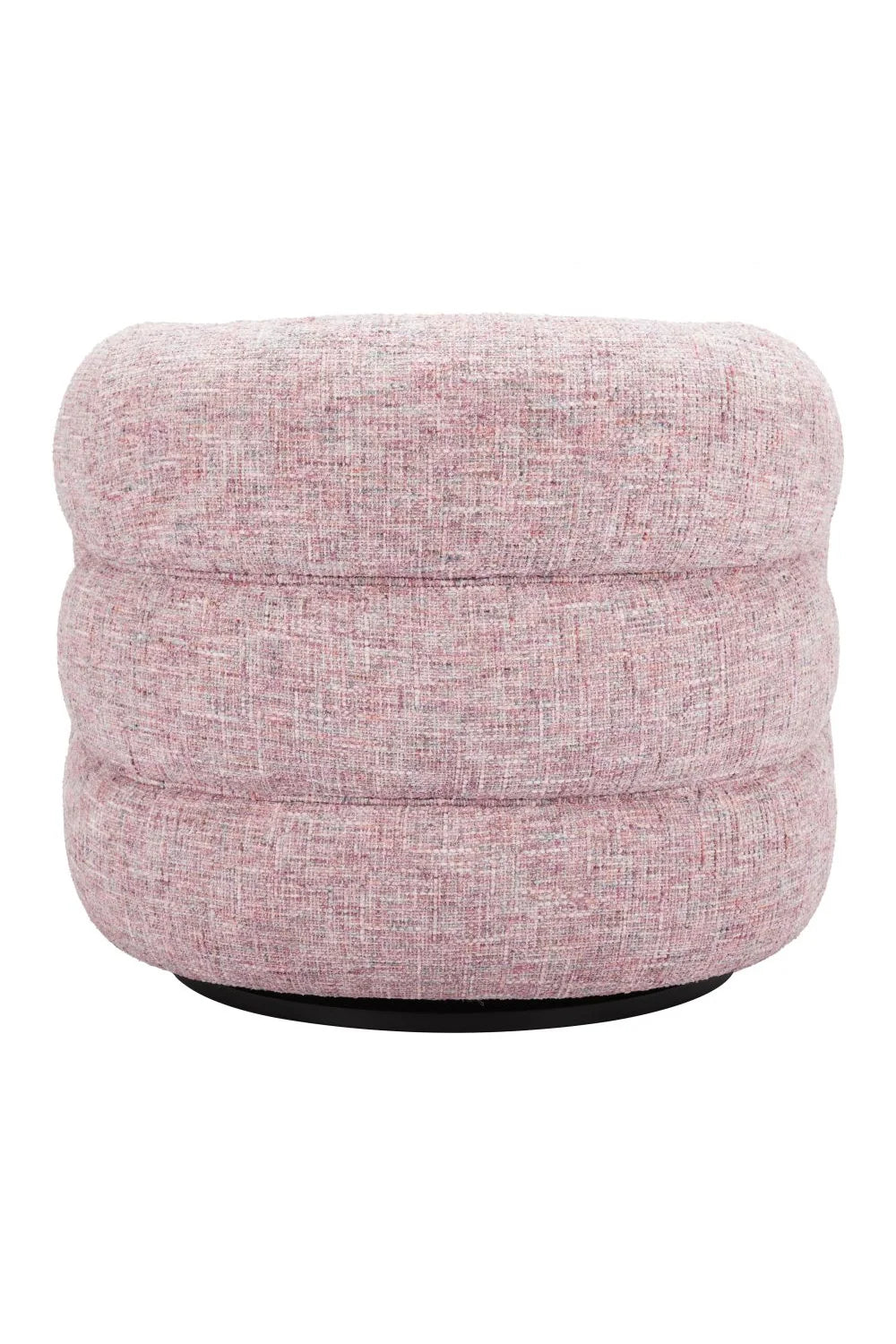 Luxury Pink Tweed Swivel Chair European Style for Villa