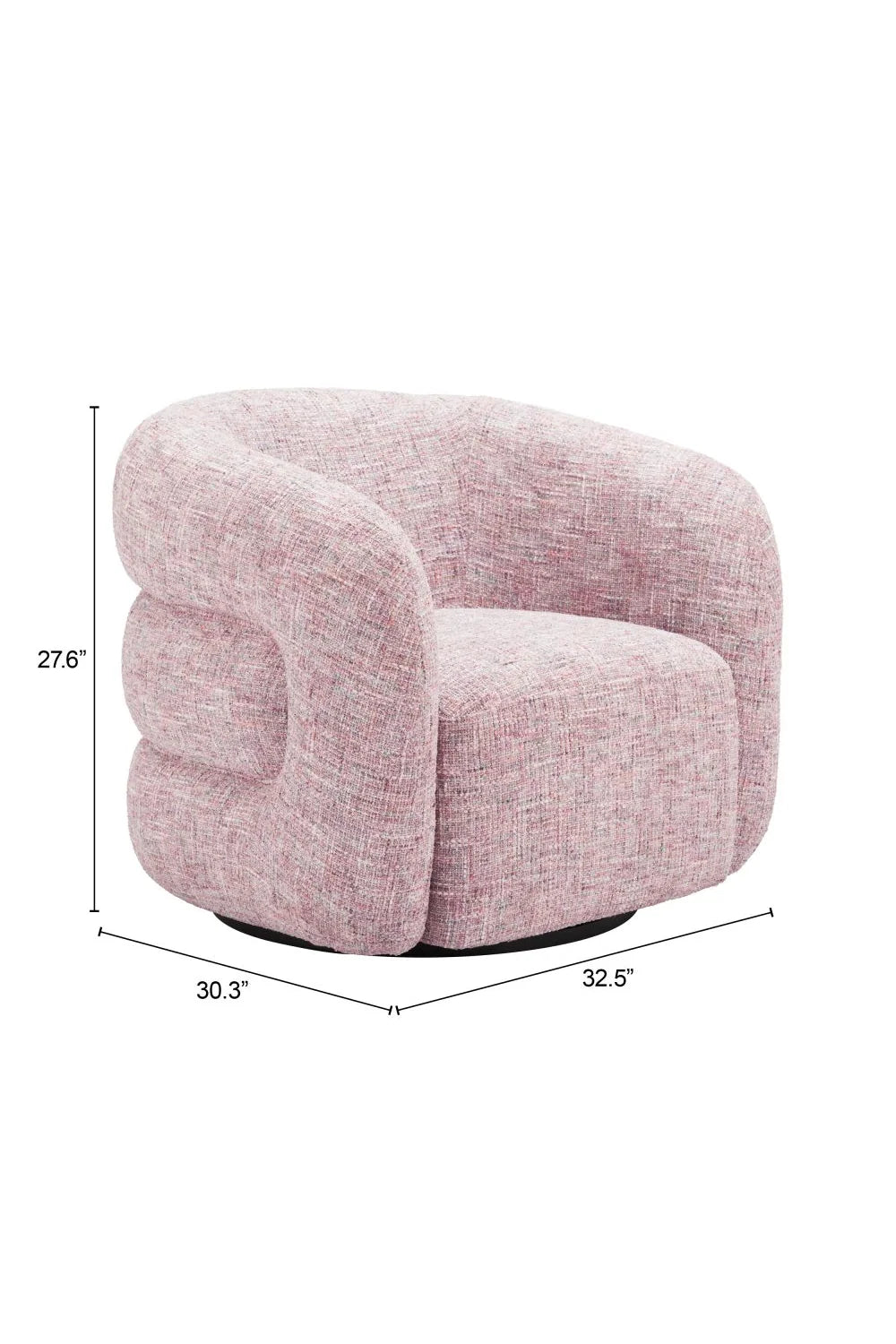 Luxury Pink Tweed Swivel Chair European Style for Villa