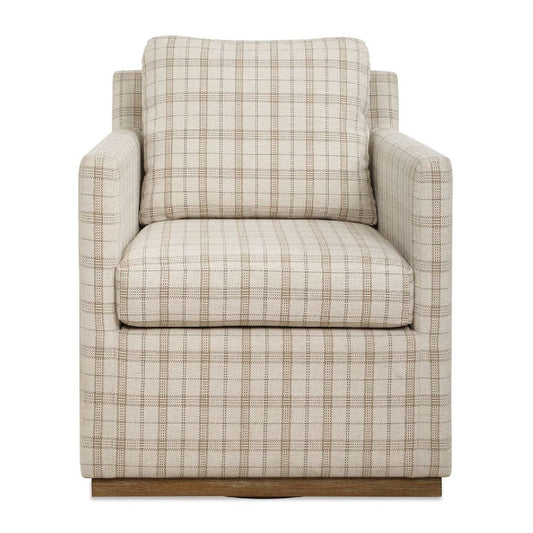 Luxury Plaid Linen Swivel Lounge Chair Modern Italian Style for Villa