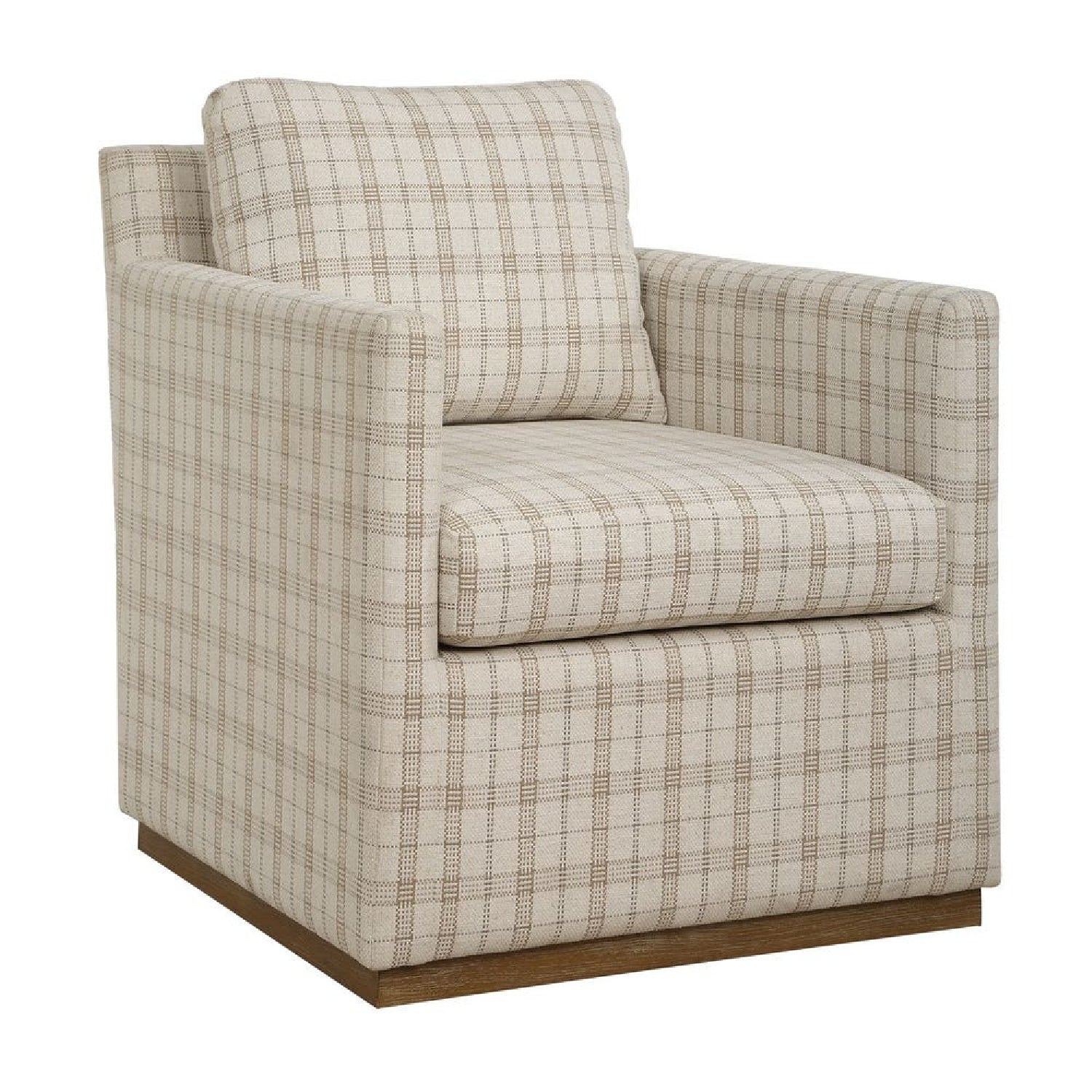 Luxury Plaid Linen Swivel Lounge Chair Modern Italian Style for Villa