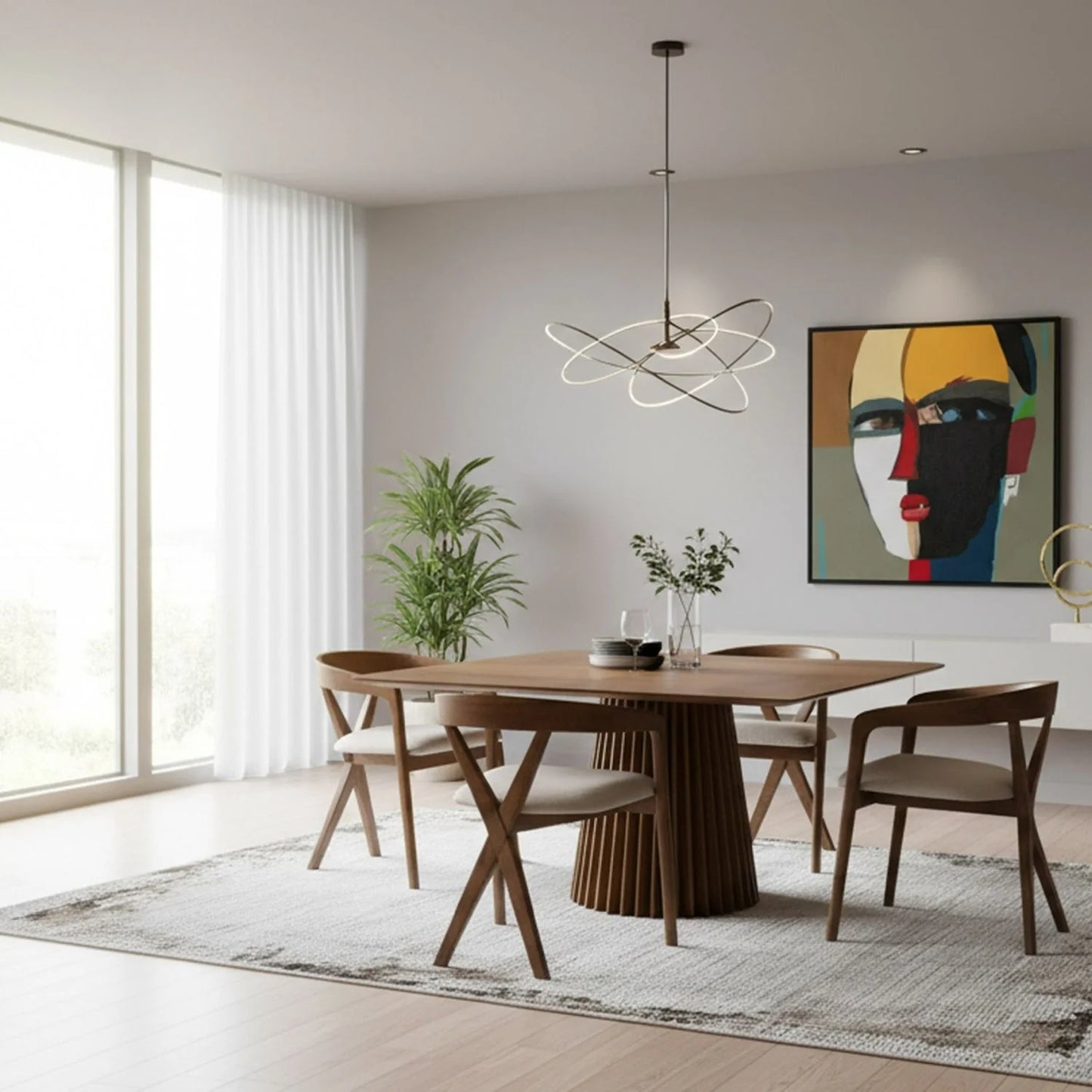 Luxury Platte Walnut Dining Table Modern Italian Style for Villa