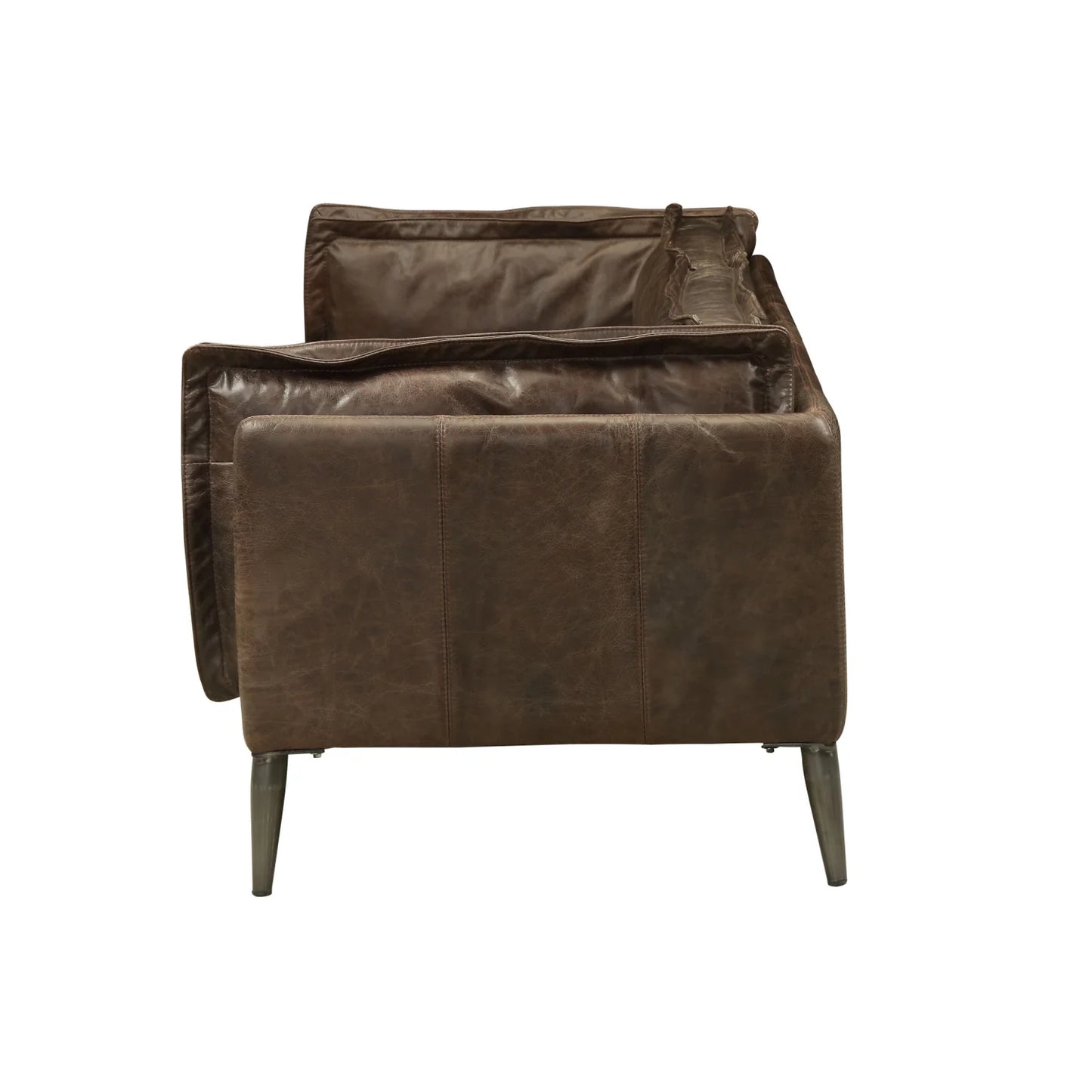 Luxury Porchester Distress Chocolate Leather Sofa Modern Italian Style for Villa