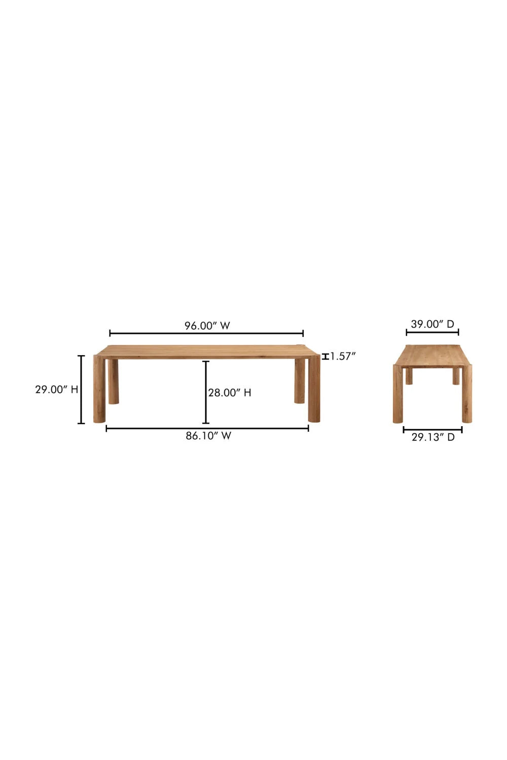 Luxury Post Oak Dining Table Modern Italian Style for Villa