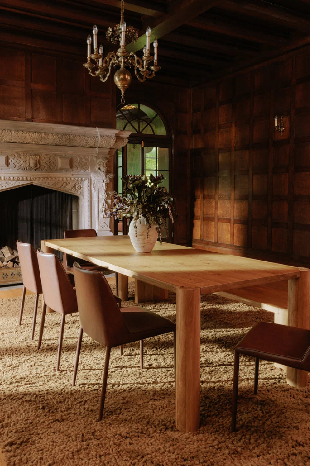 Luxury Post Oak Dining Table Modern Italian Style for Villa