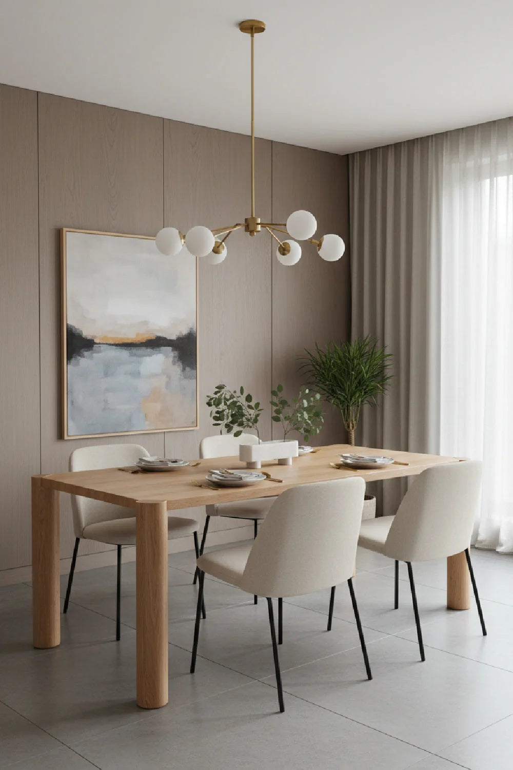 Luxury Post Oak Dining Table Modern Italian Style for Villa