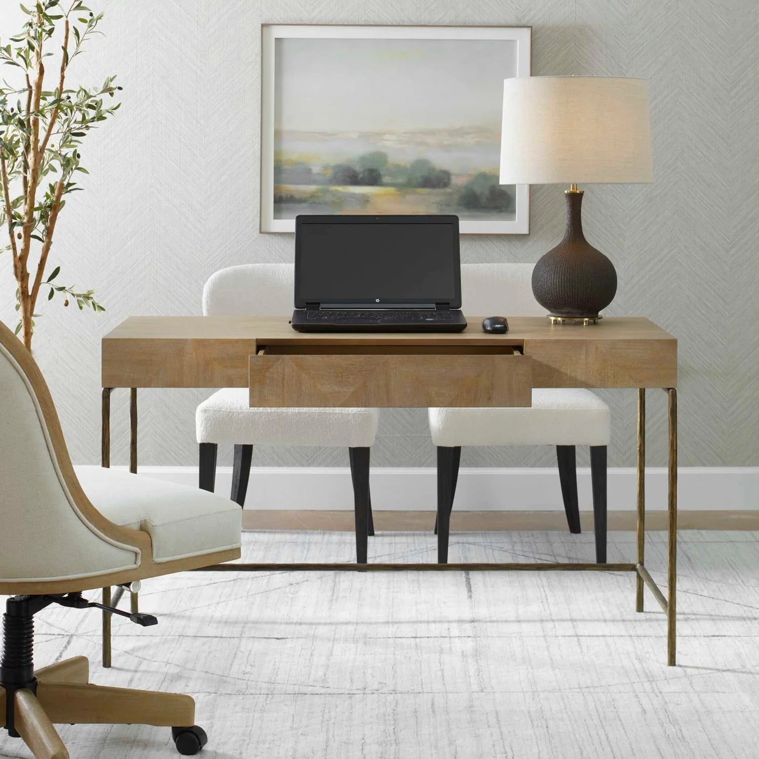 Luxury Primavera 1-Drawer Modern Desk European Style for Villa