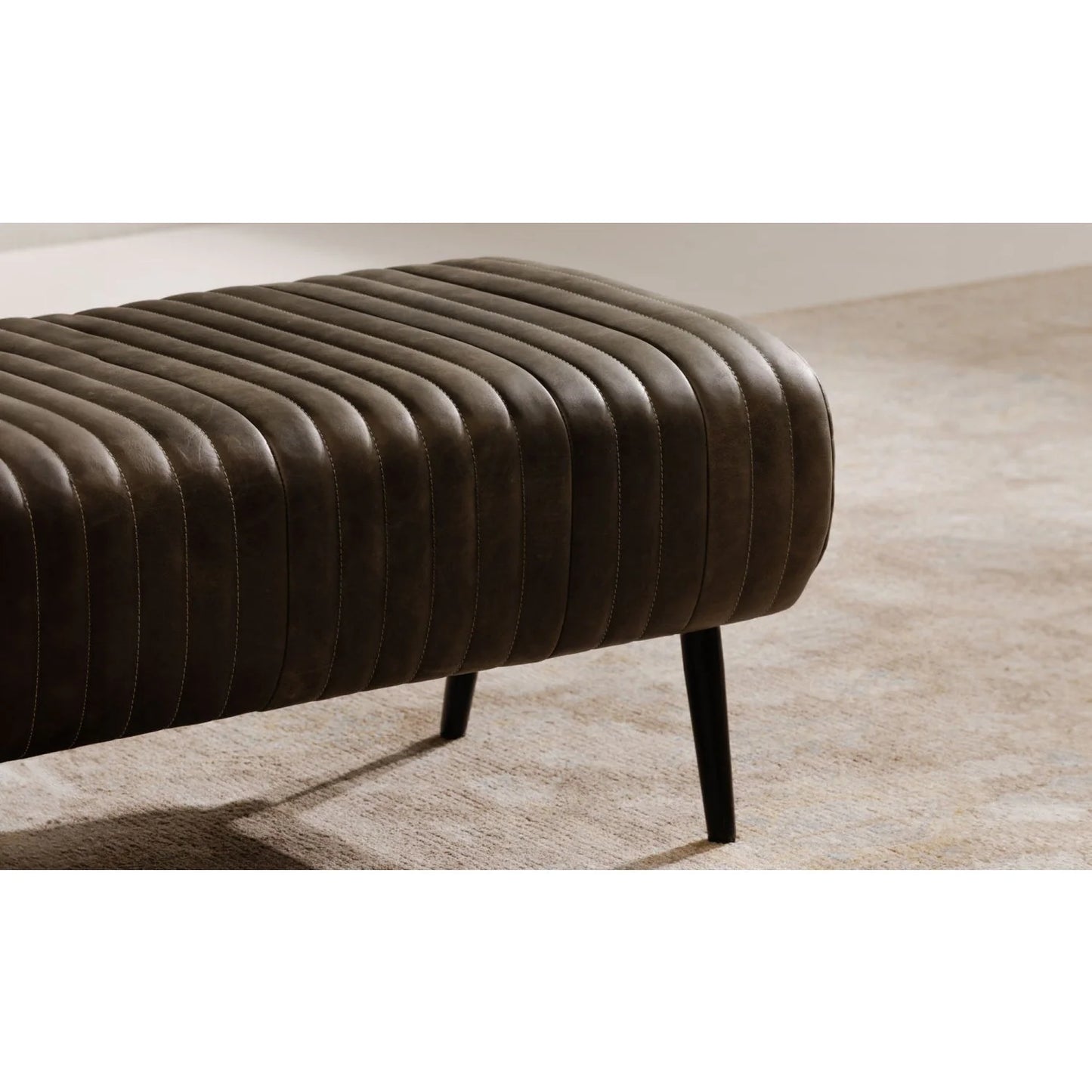 Luxury Quilted Leather Bench European Style for Villa