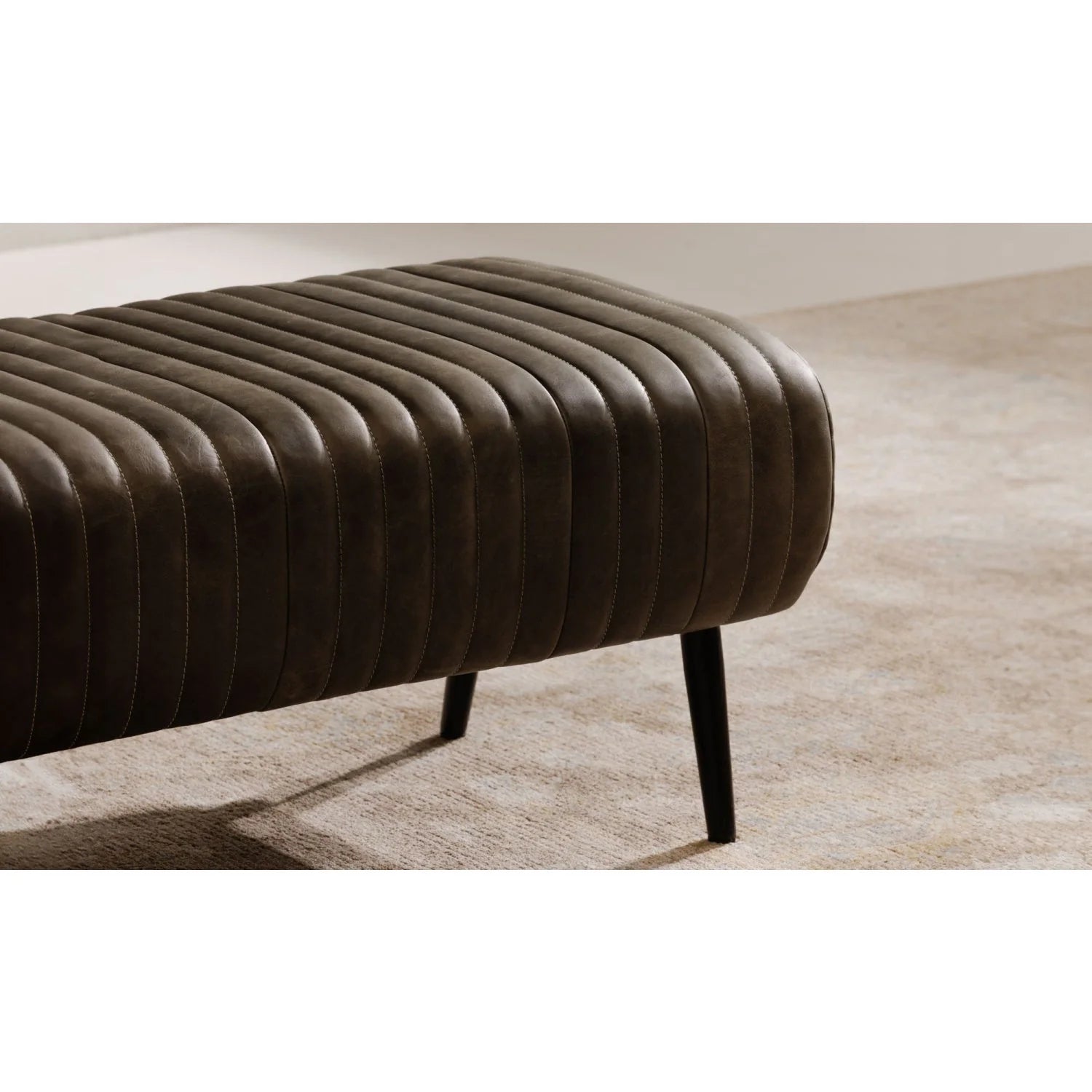 Luxury Quilted Leather Bench European Style for Villa