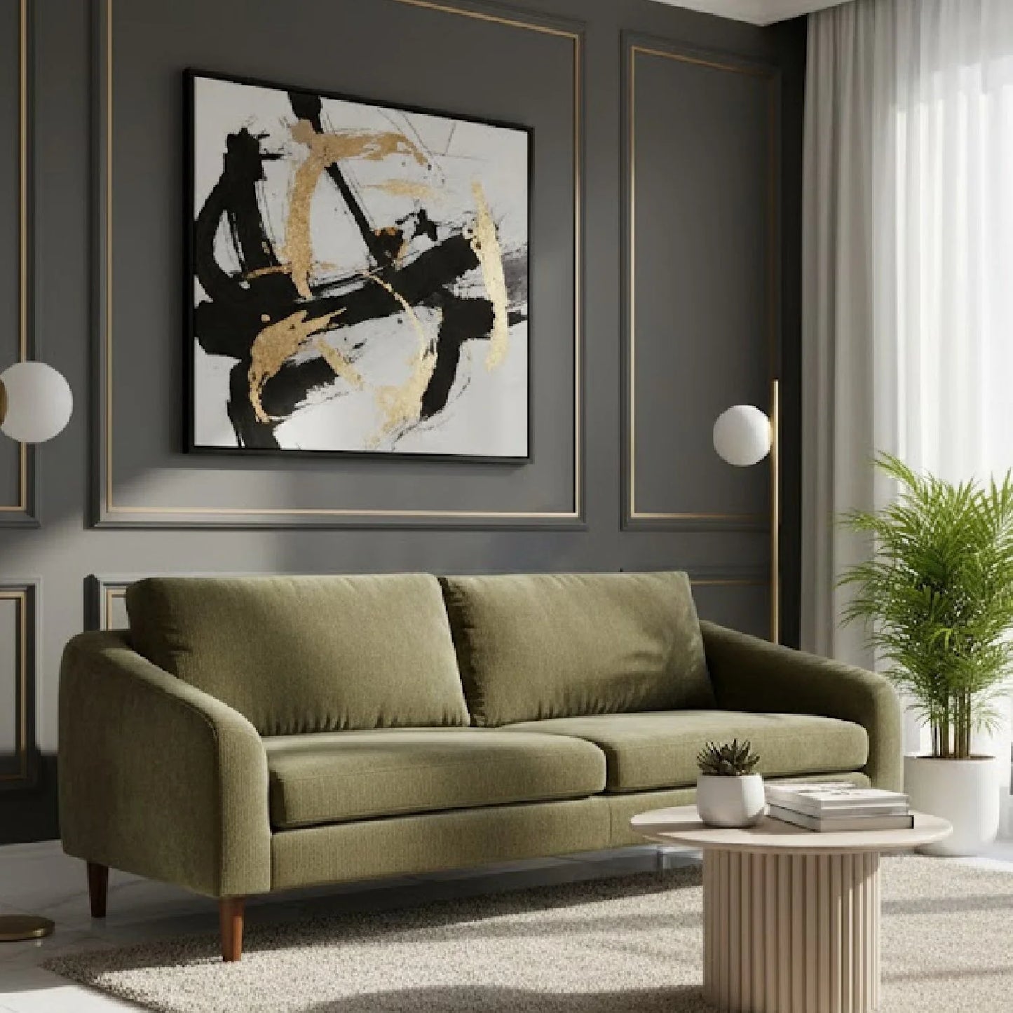 Luxury Quinn Fabric 2-Seater Sofa Modern Italian Style for Villa