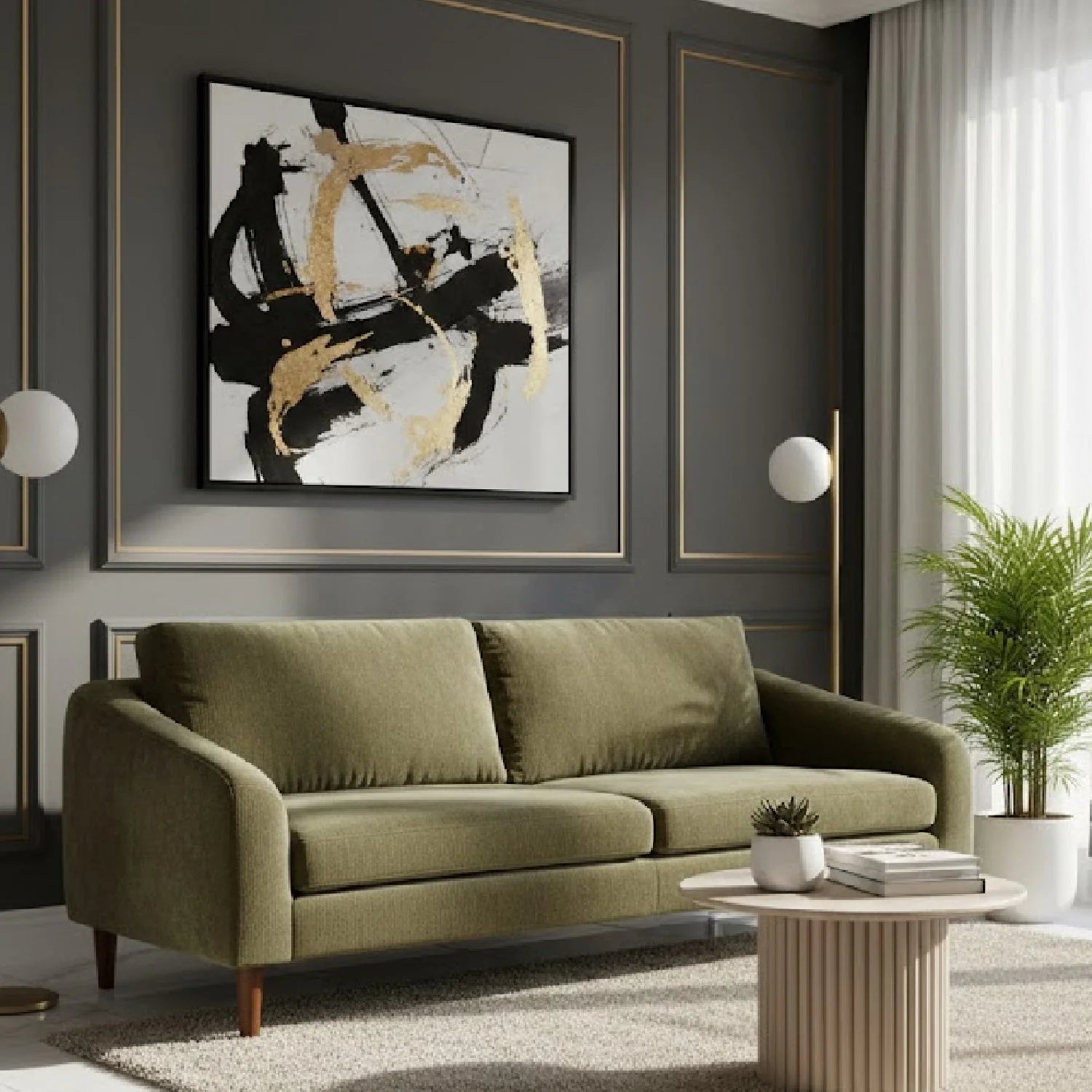Luxury Quinn Fabric 2-Seater Sofa Modern Italian Style for Villa