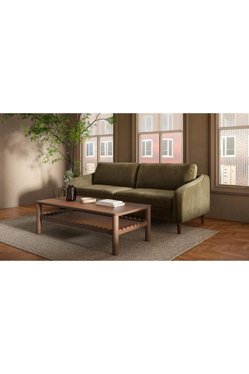 Luxury Quinn Fabric 2-Seater Sofa Modern Italian Style for Villa