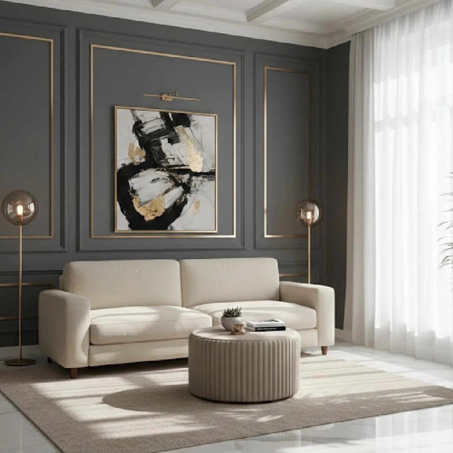 Luxury Quinn Fabric 2-Seater Sofa Modern Italian Style for Villa
