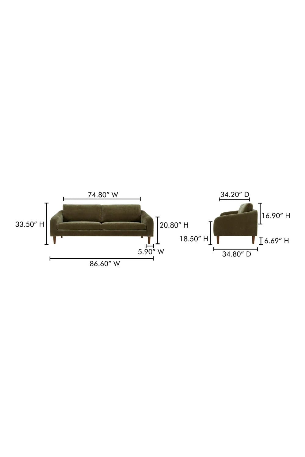 Luxury Quinn Fabric 2-Seater Sofa Modern Italian Style for Villa