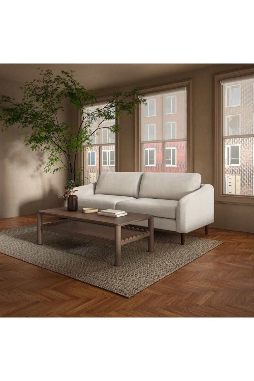 Luxury Quinn Fabric 2-Seater Sofa Modern Italian Style for Villa