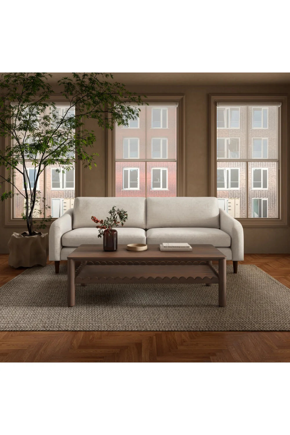Luxury Quinn Fabric 2-Seater Sofa Modern Italian Style for Villa