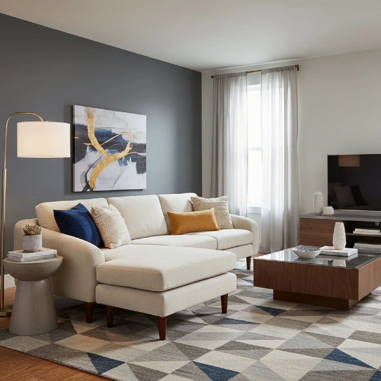 Luxury Quinn Fabric Sectional Sofa Modern Italian Style for Villa