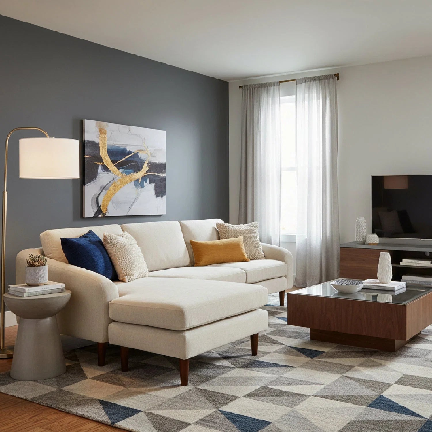 Luxury Quinn Fabric Sectional Sofa Modern Italian Style for Villa