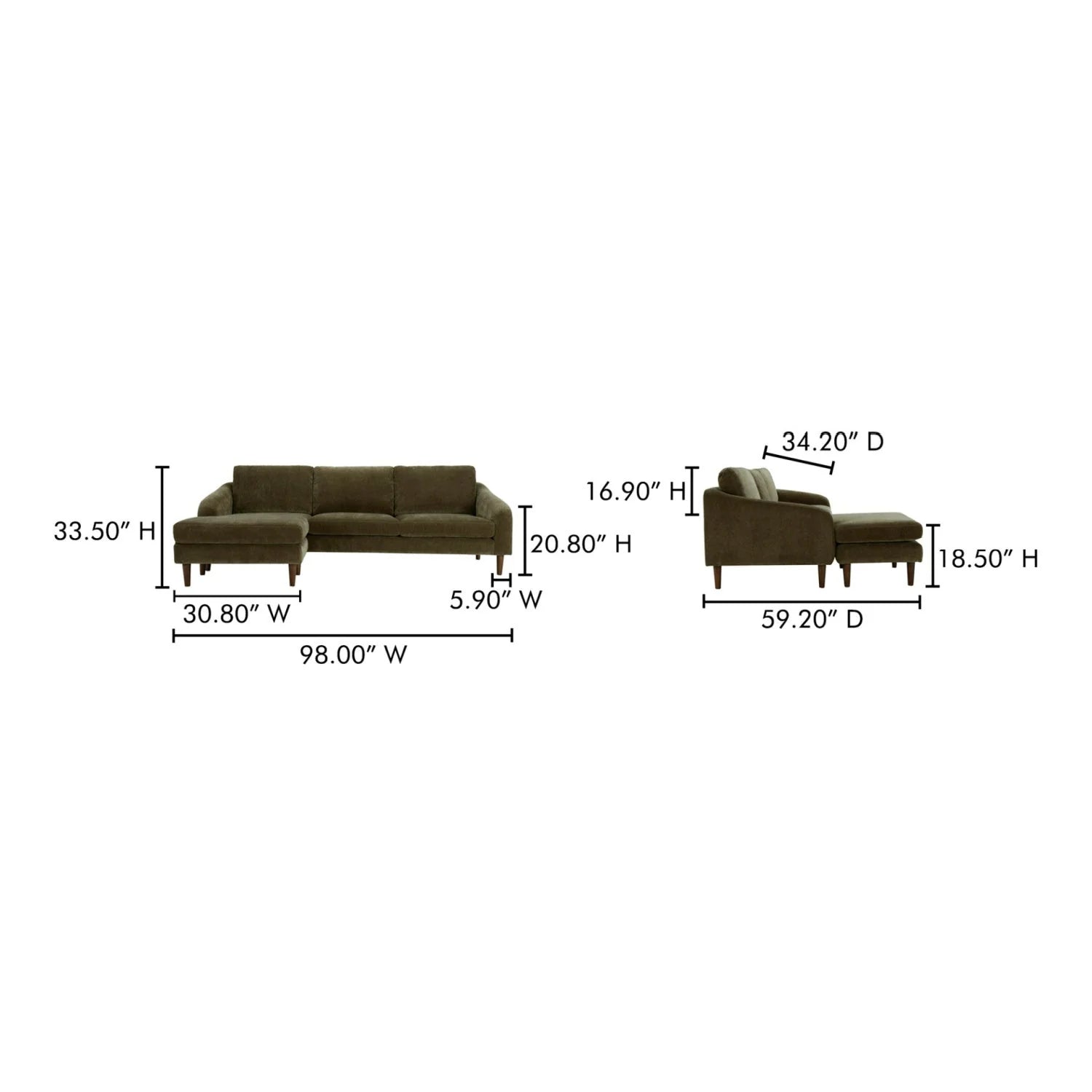 Luxury Quinn Fabric Sectional Sofa Modern Italian Style for Villa
