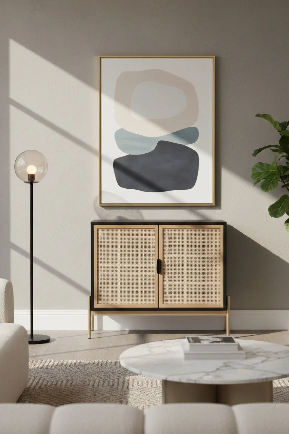 Luxury Rattan 2-Door Sideboard European Style for Villa